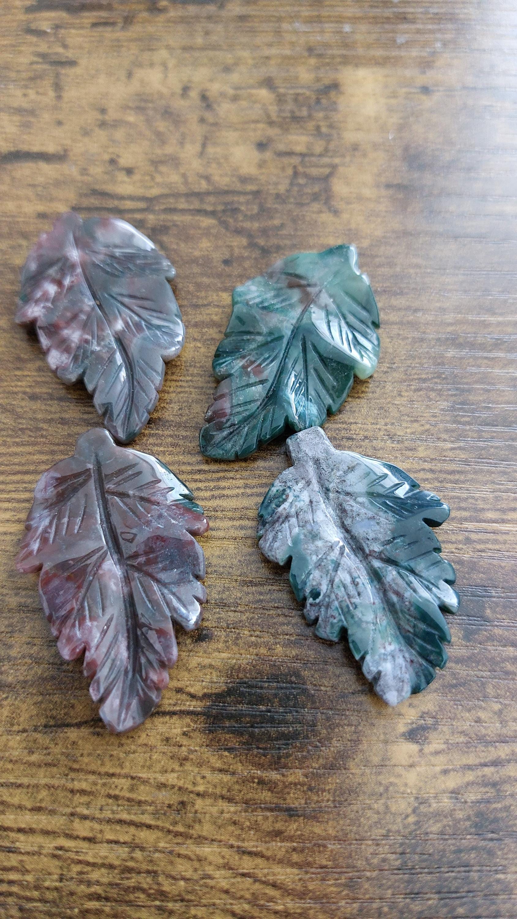 Indian Agate leaf pendant