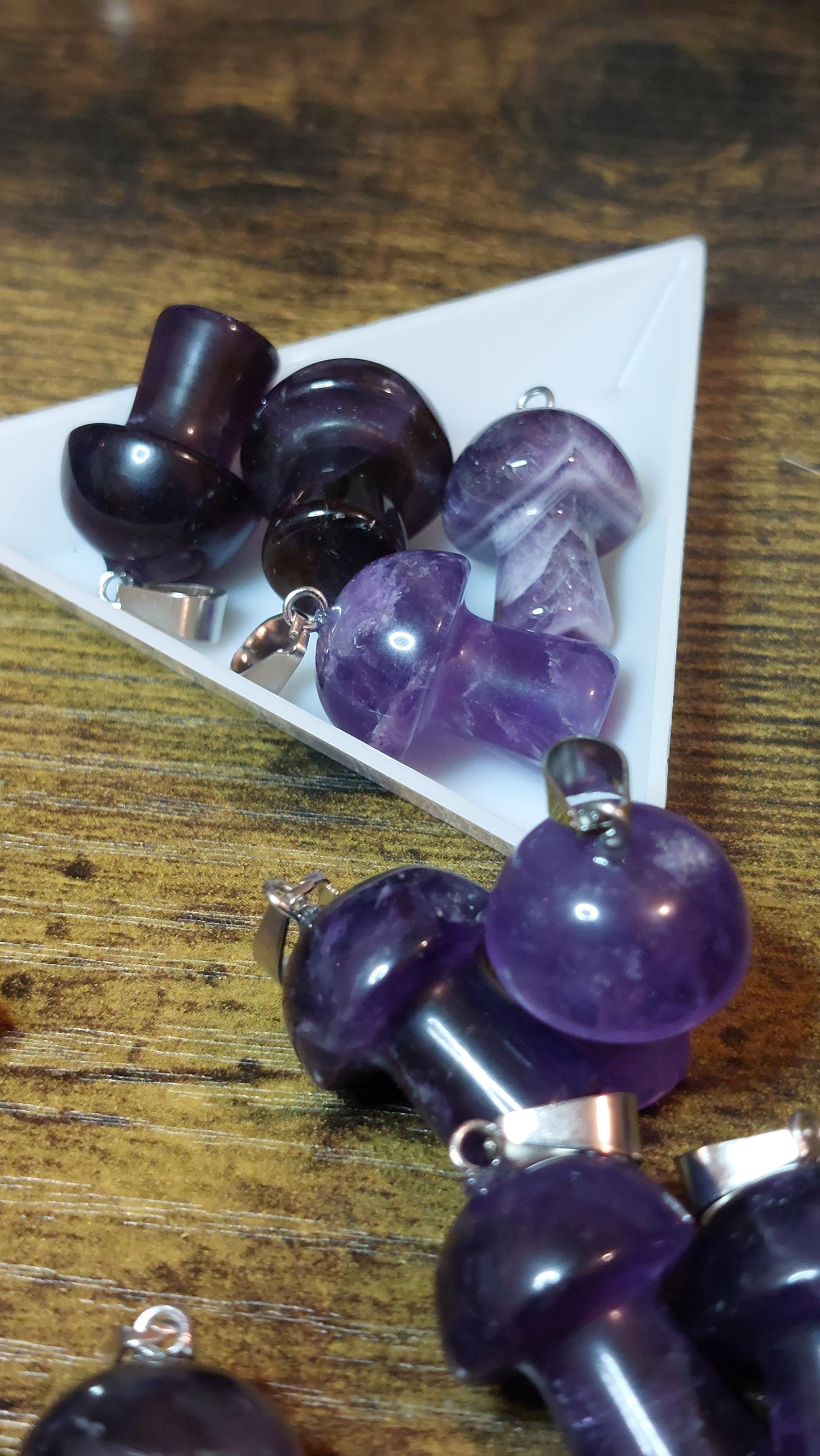 Natural amethyst pendants mushrooms