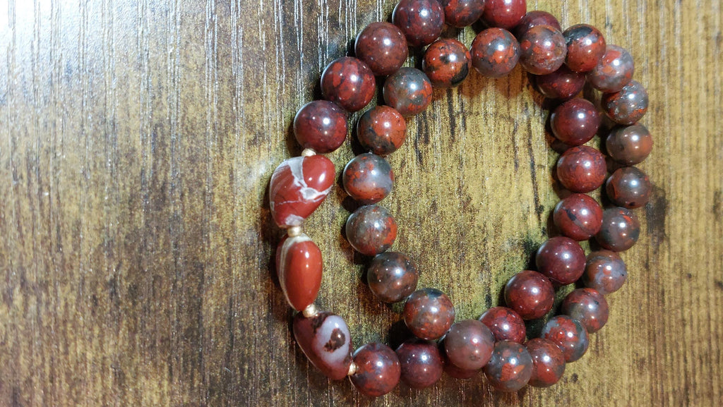 natural brecciate jasper/poppy jasper beads 8mm bracelet