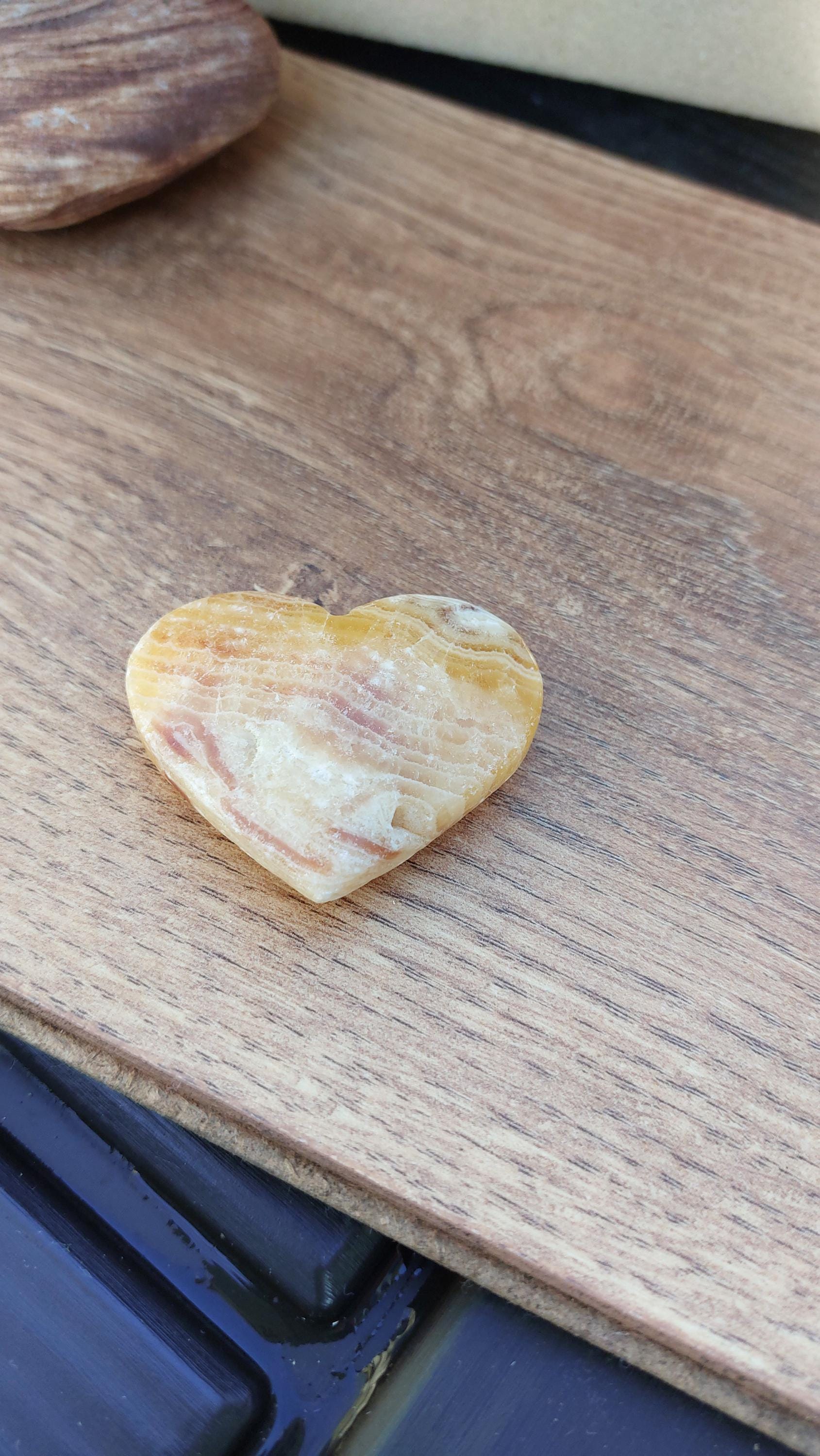 natural calcite carved hearts