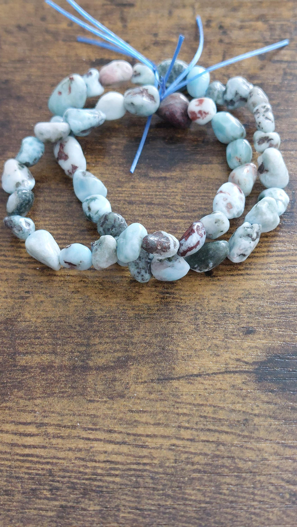 Larimar Beaded Bracelet: Oval Tumbled Gemstone