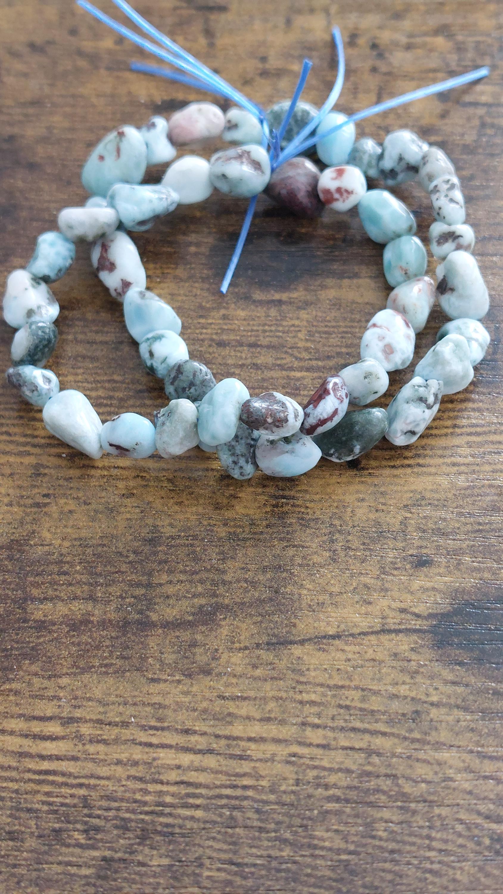 Larimar Beaded Bracelet: Oval Tumbled Gemstone