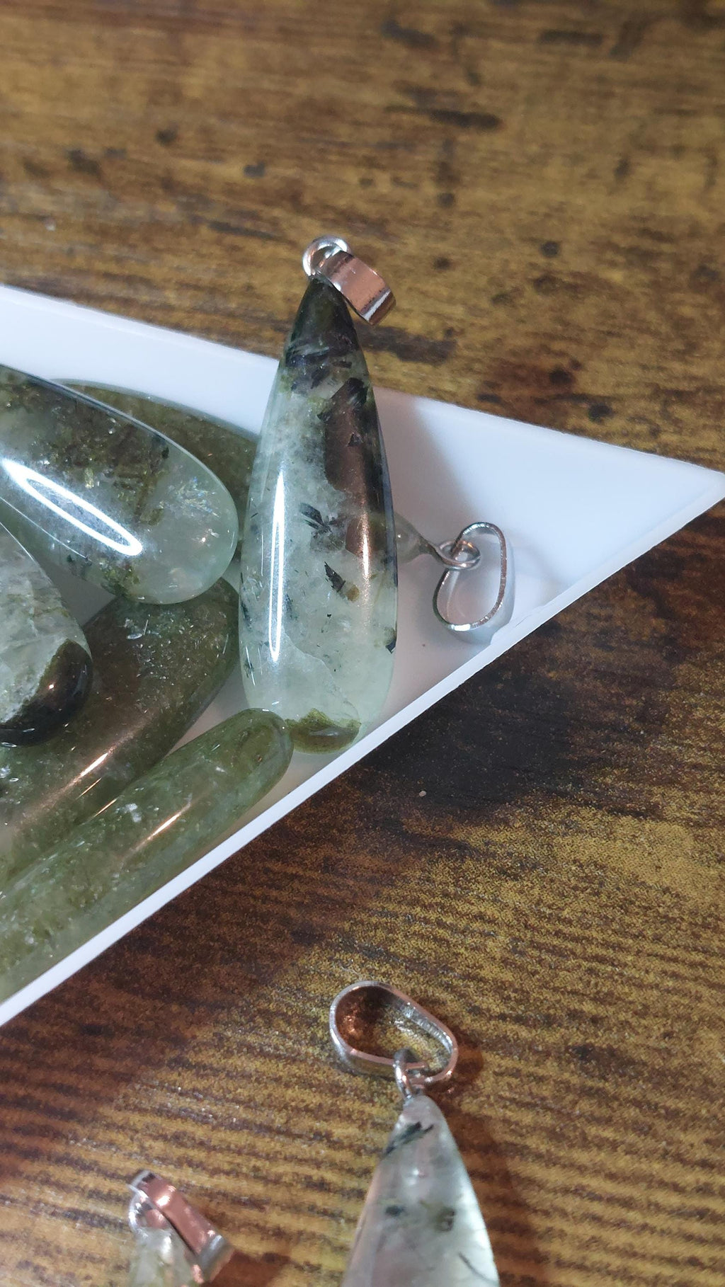 Natural prehnite pendants 34x10