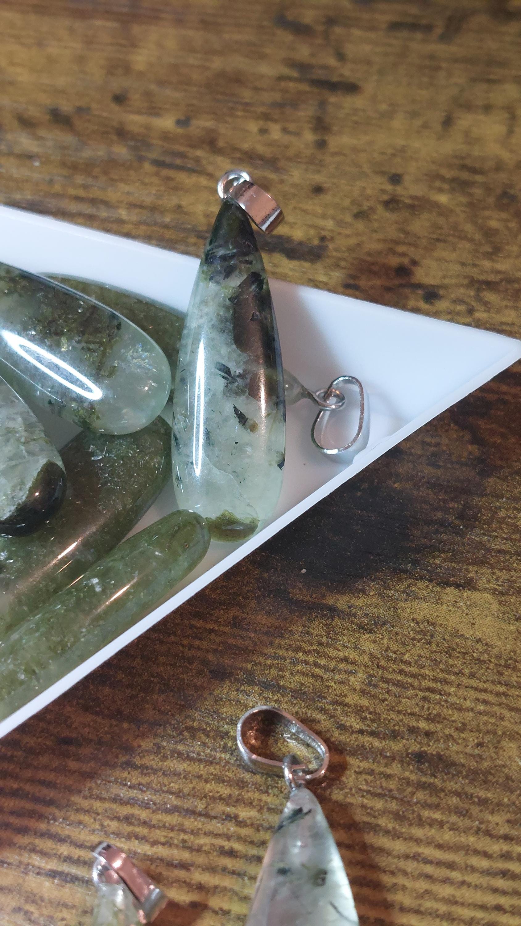 Natural prehnite pendants 34x10