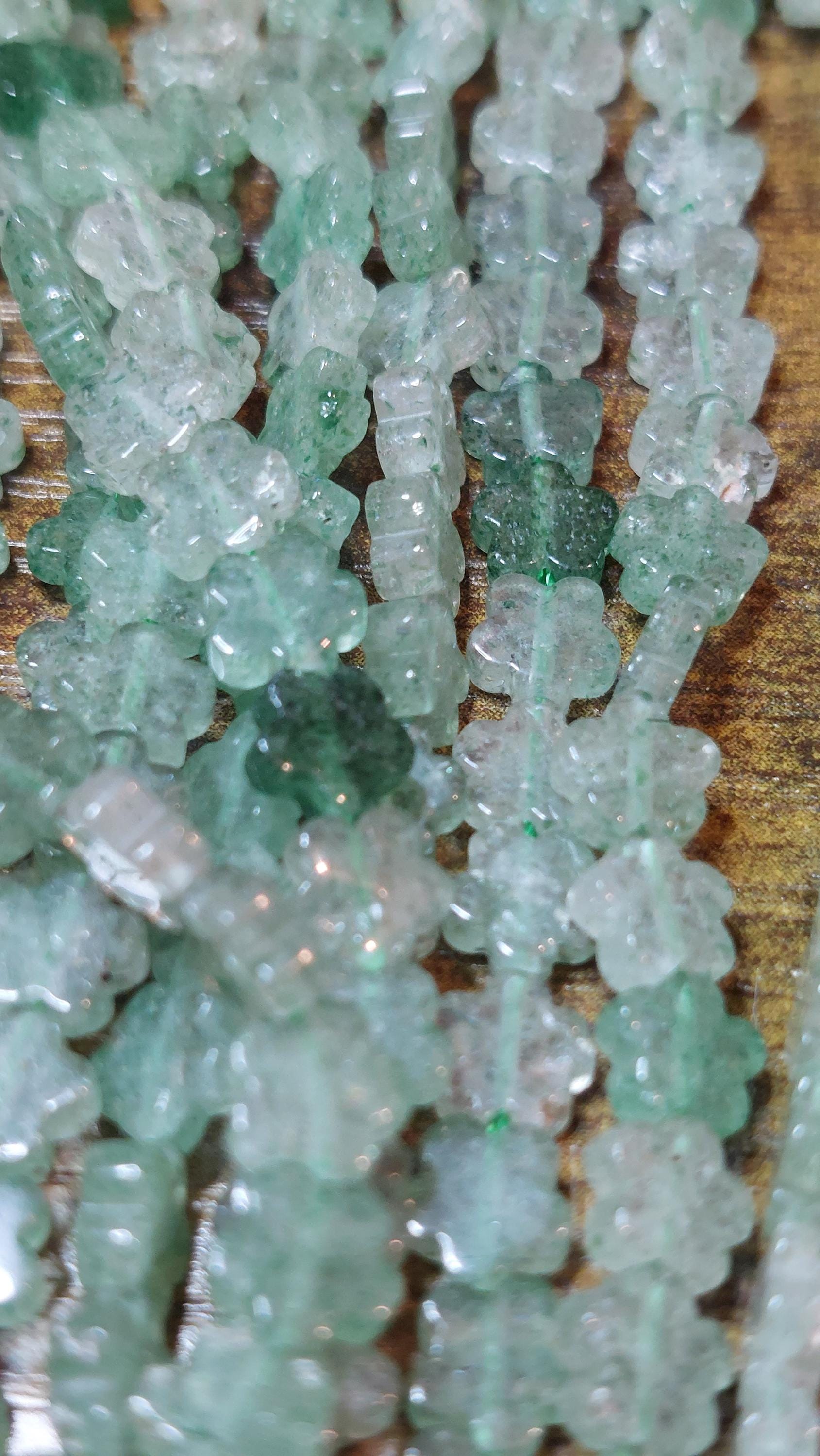 Natural Green Strawberry Quartz Flower Beads 6mm