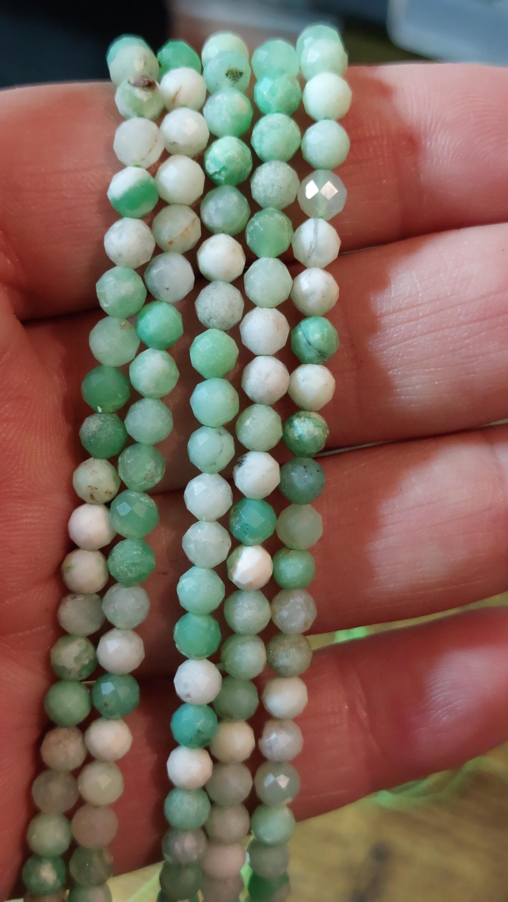 Natural Chrysoprase beads facetted round