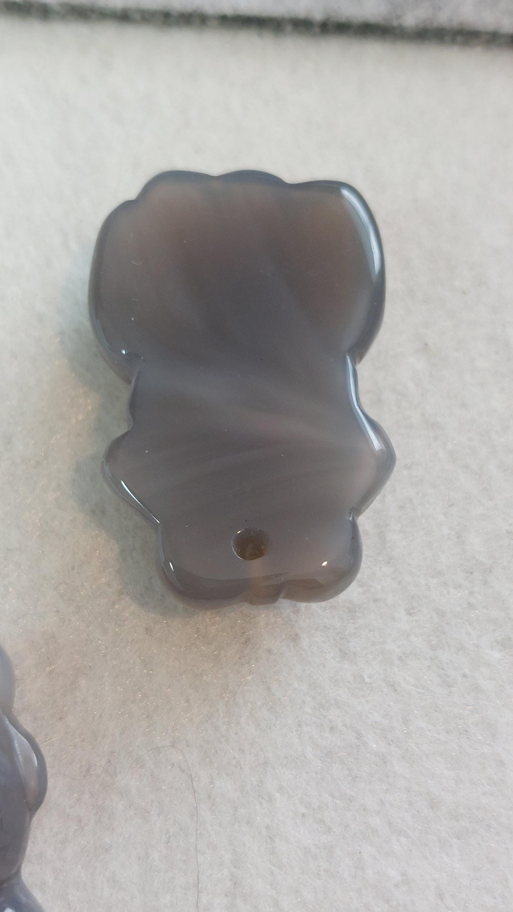 natural Grey Agate fish pendant