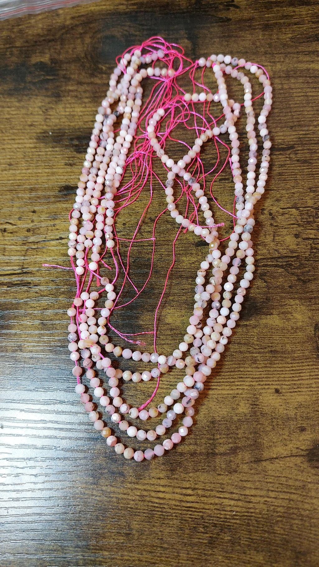 Natural Peruvian pink opal beads facetted