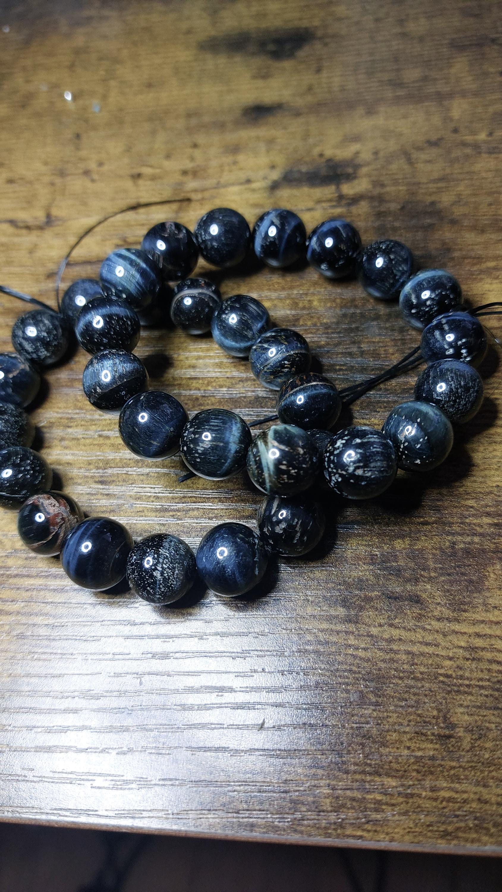 Bracelet blue tiger eye big beads