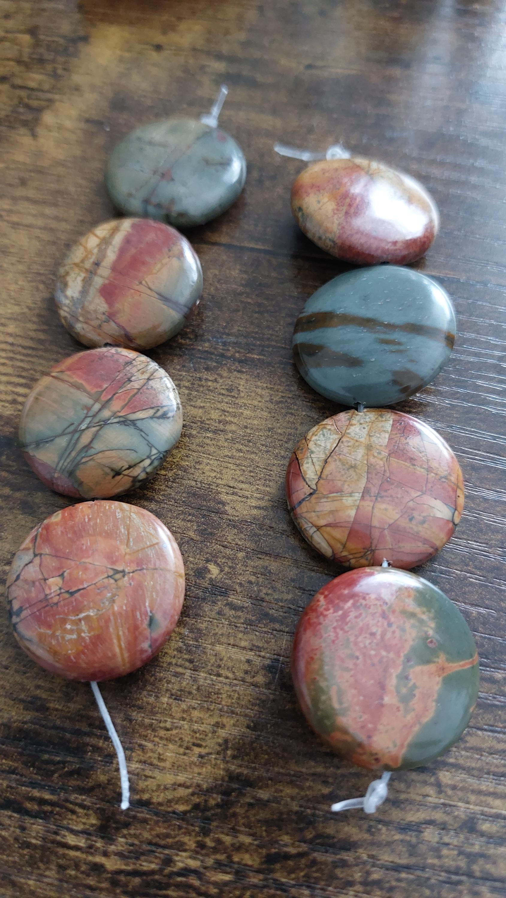 2 natural picasso jasper big beads 25mm
