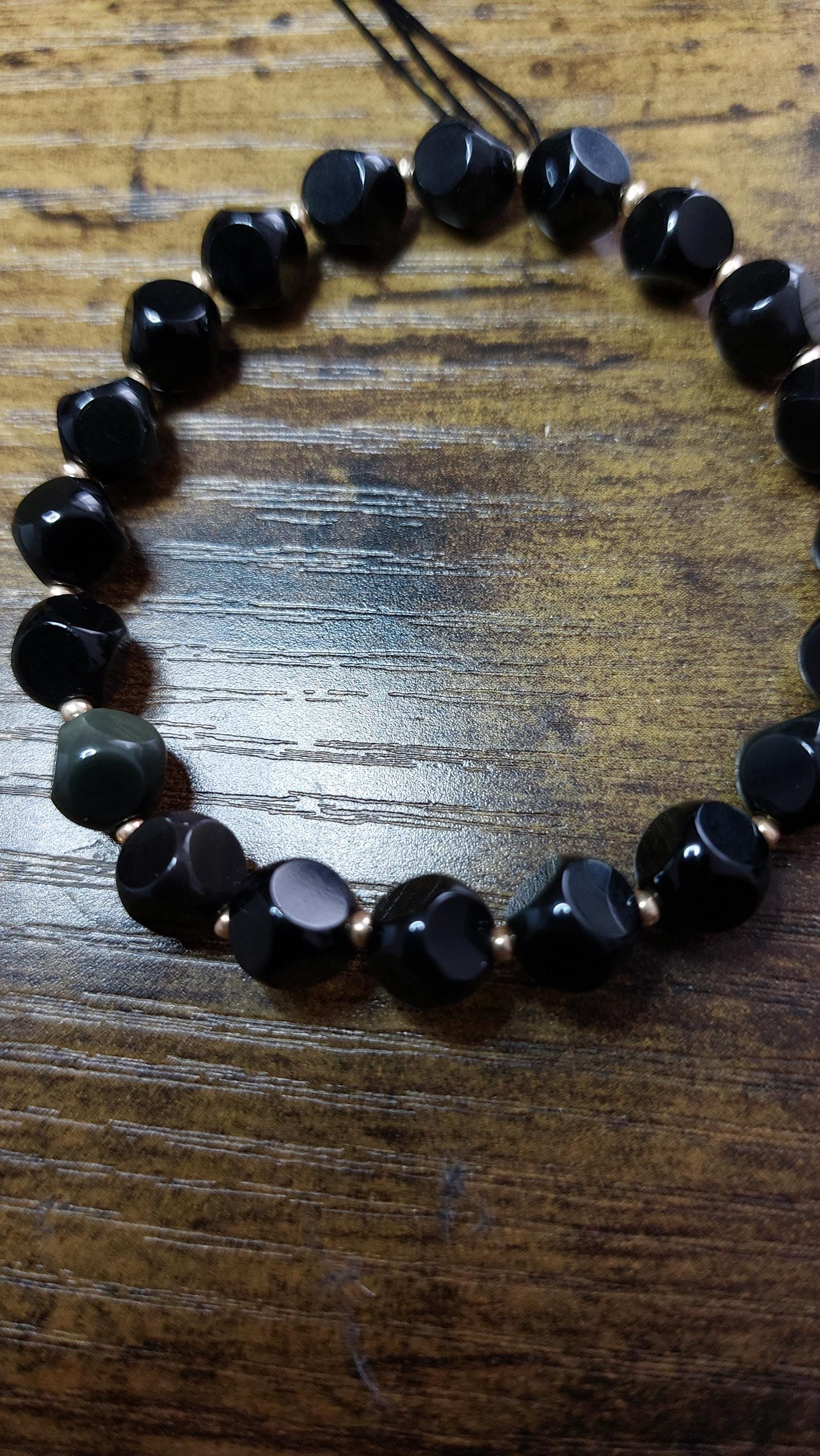 Natural obsidian bracelet