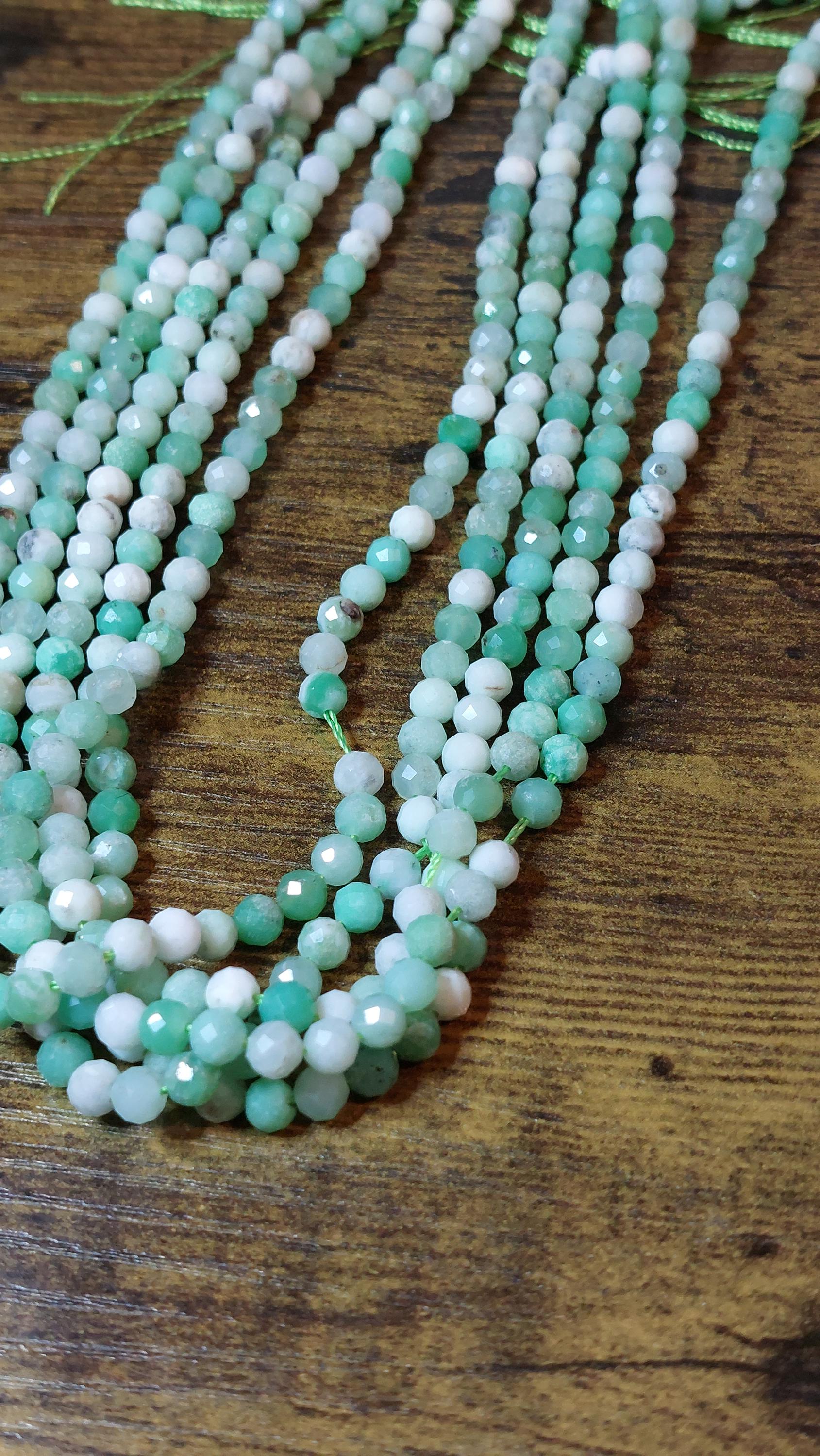 Natural Chrysoprase beads facetted round