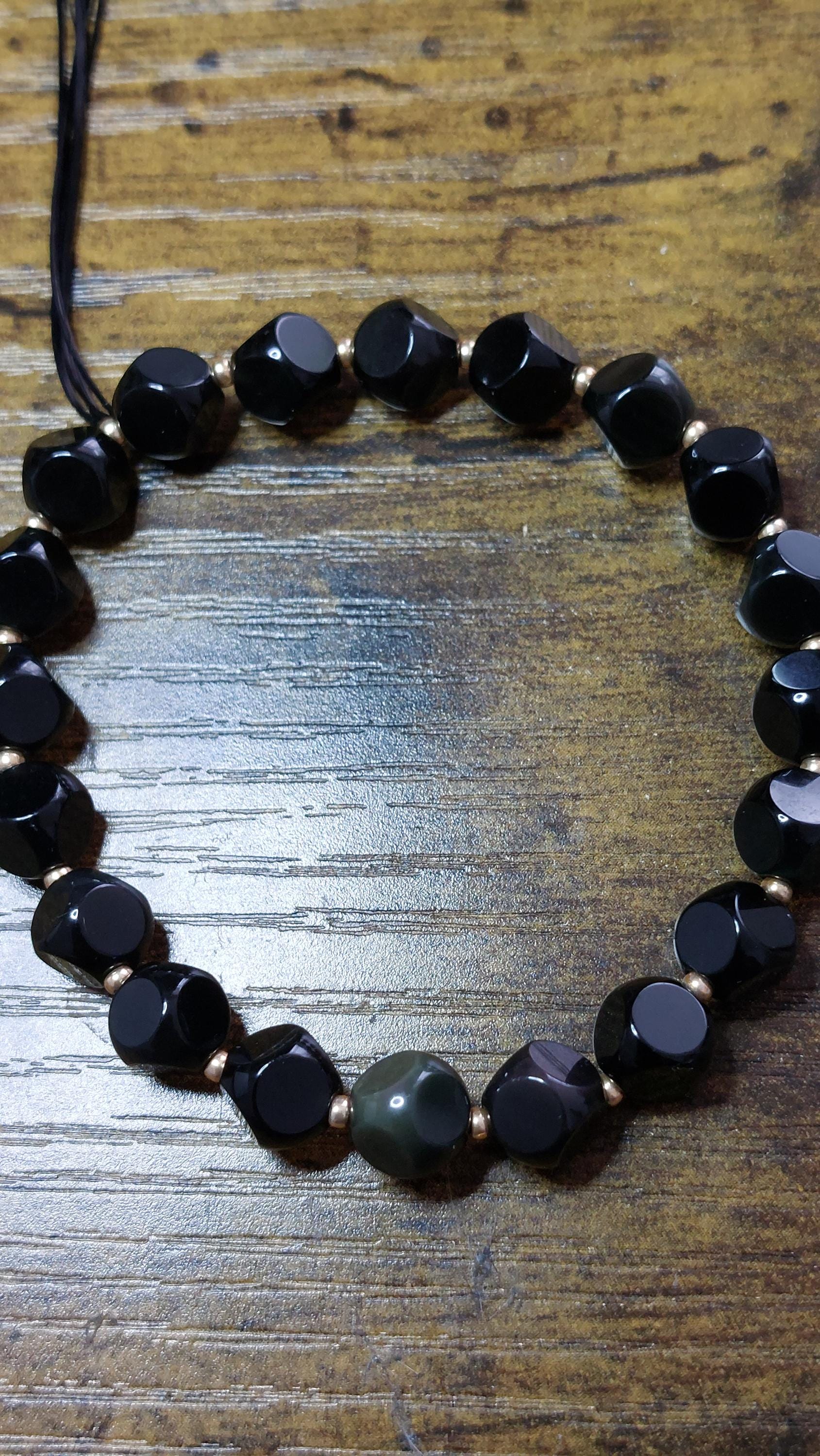 Natural obsidian bracelet