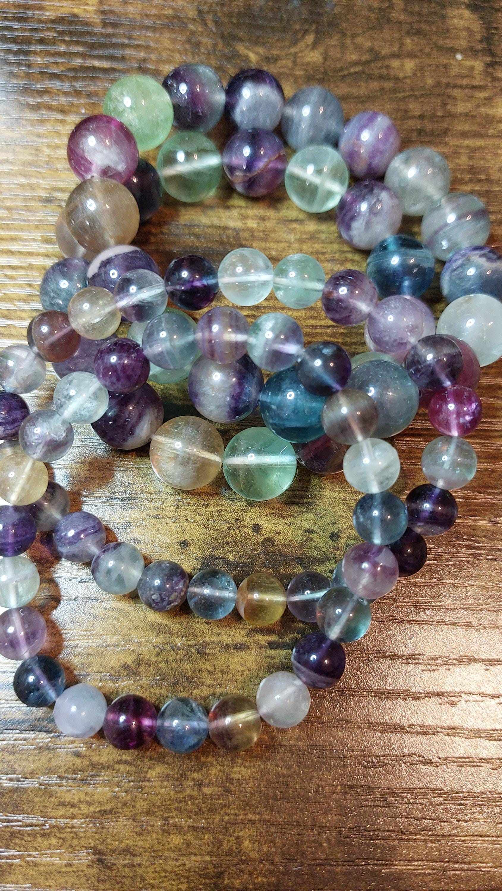 Multicolor Fluorite Bead Bracelet (8mm or 12mm)