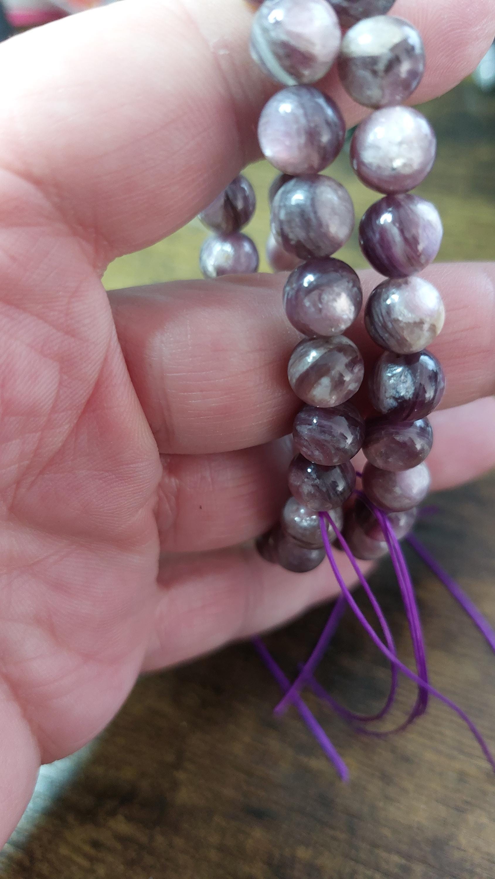 Lepidolite/ purple mica bracelet 8mm beads