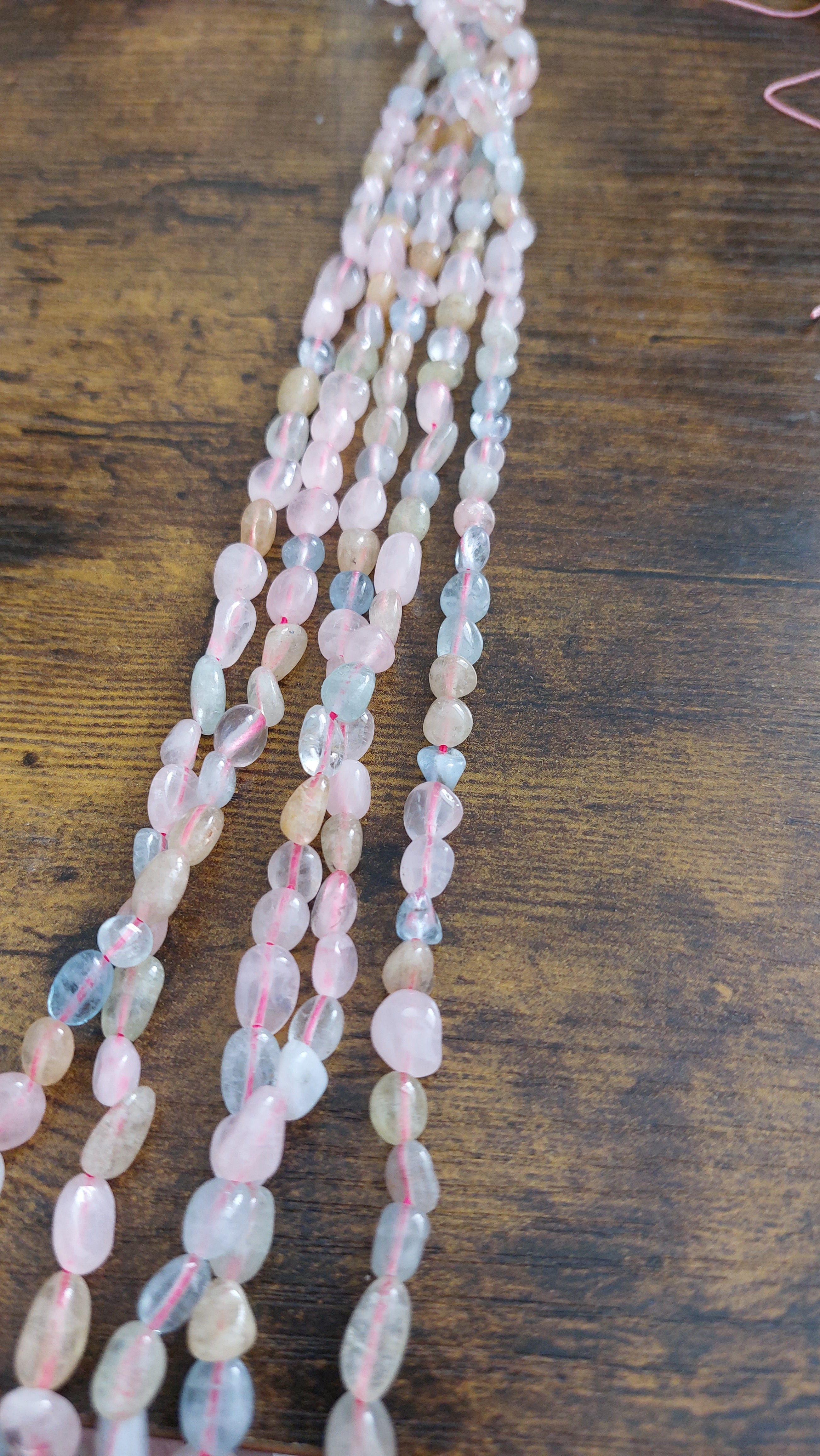Morganite tumbled beads
