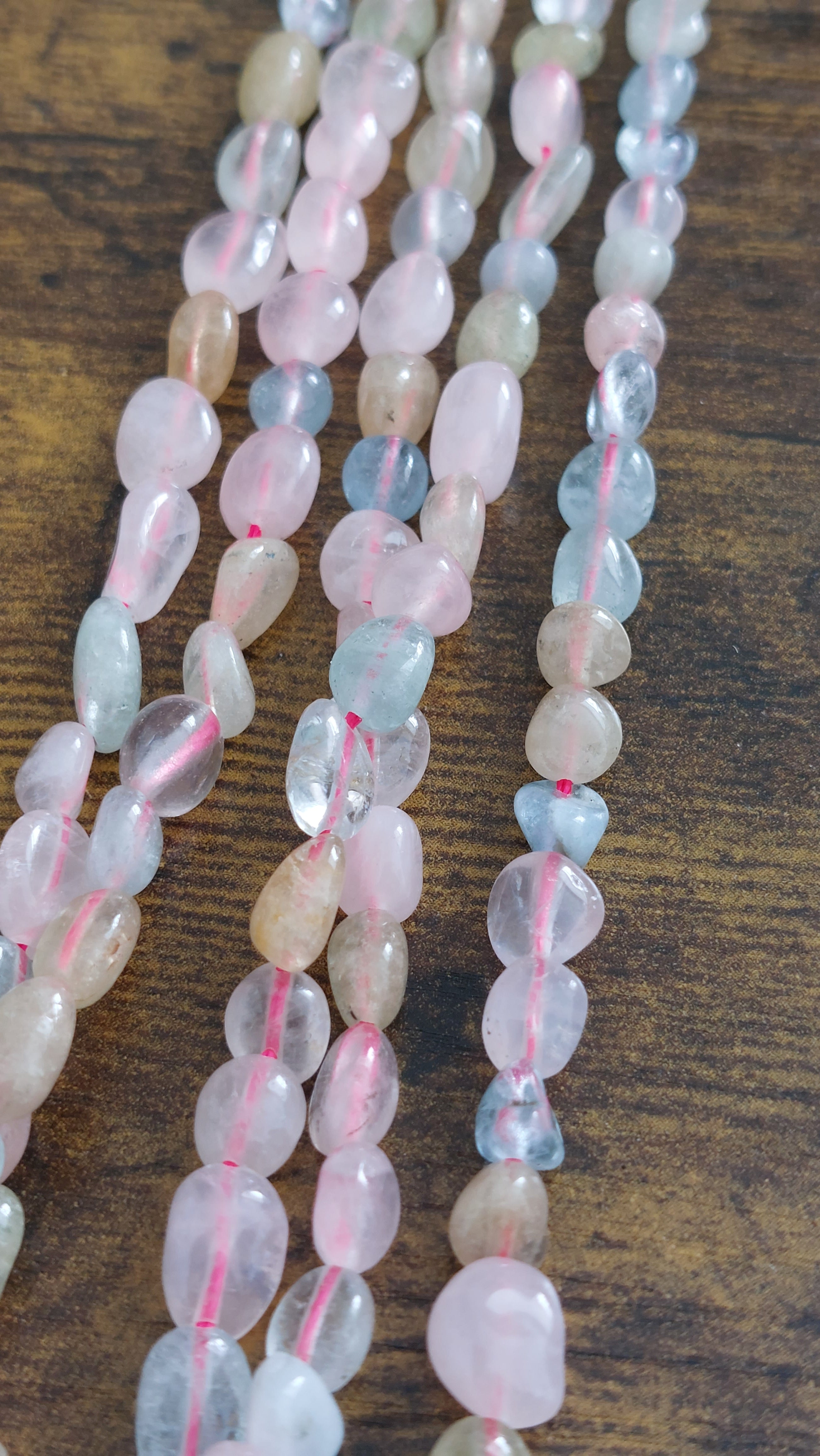 Morganite tumbled beads