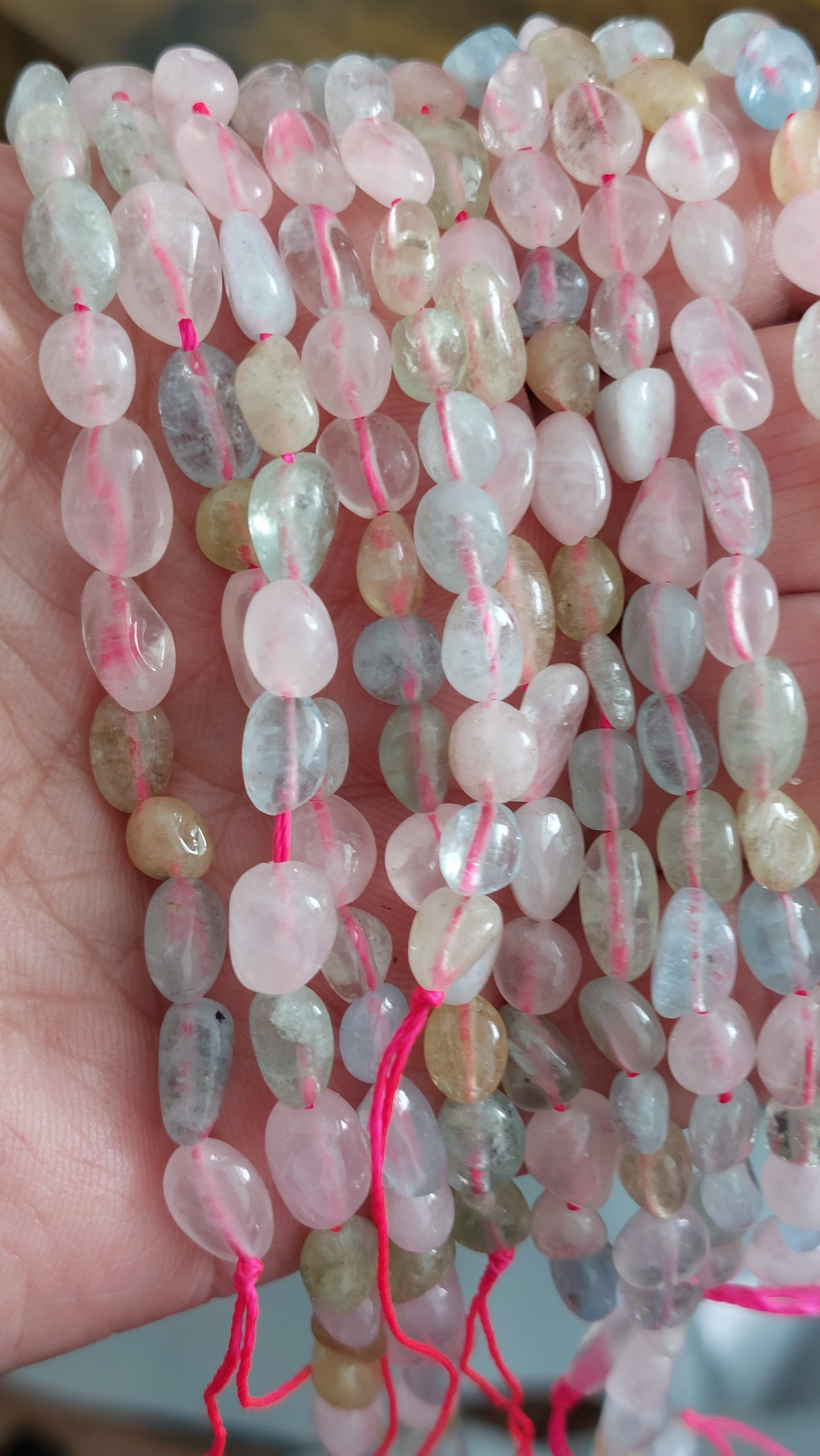 Morganite tumbled beads