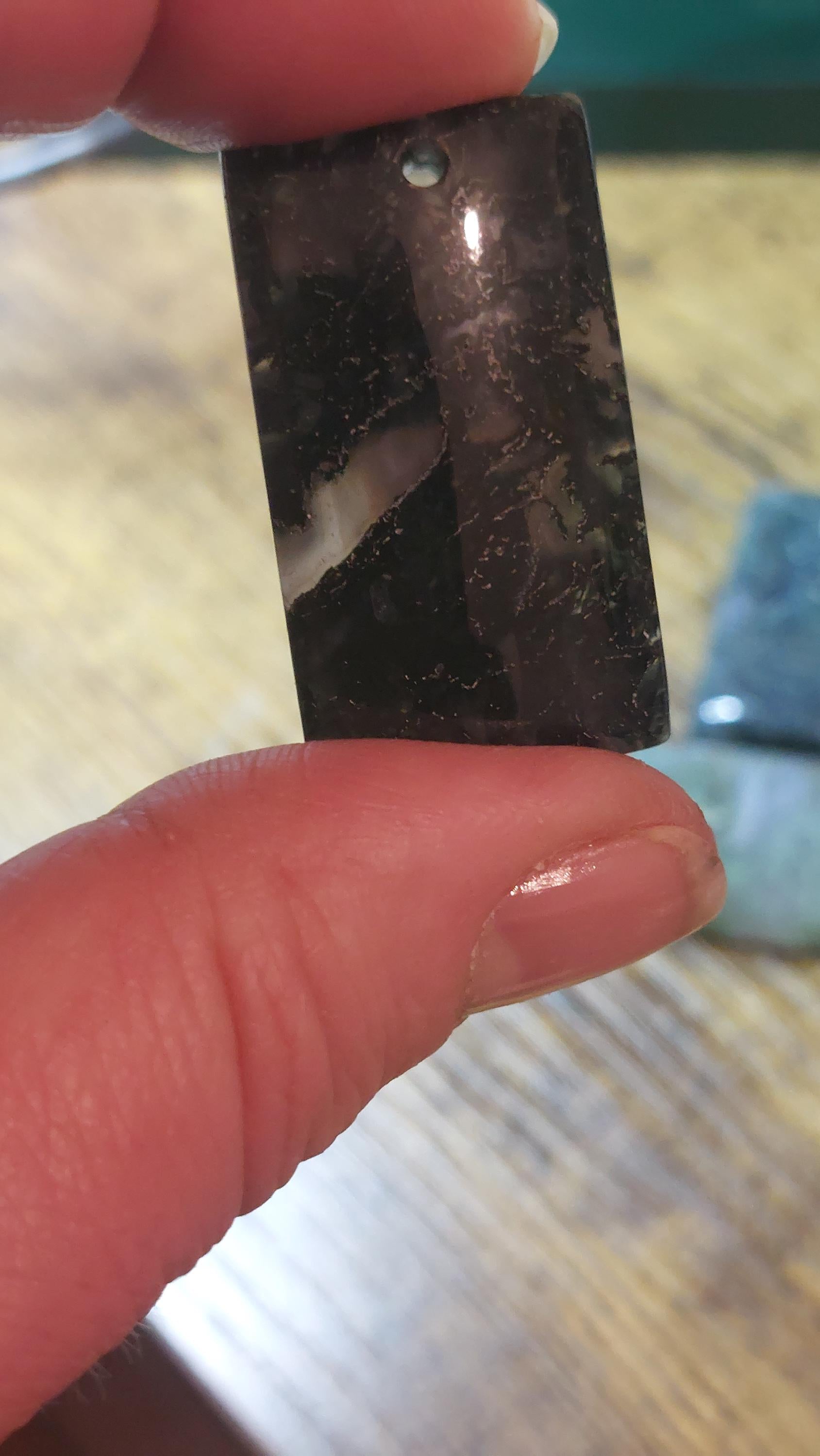 Natural Moss Agate Rectangle Pendant 33x20mm