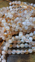 Natural Citrine on White Quartz Matrix Beads 6mm