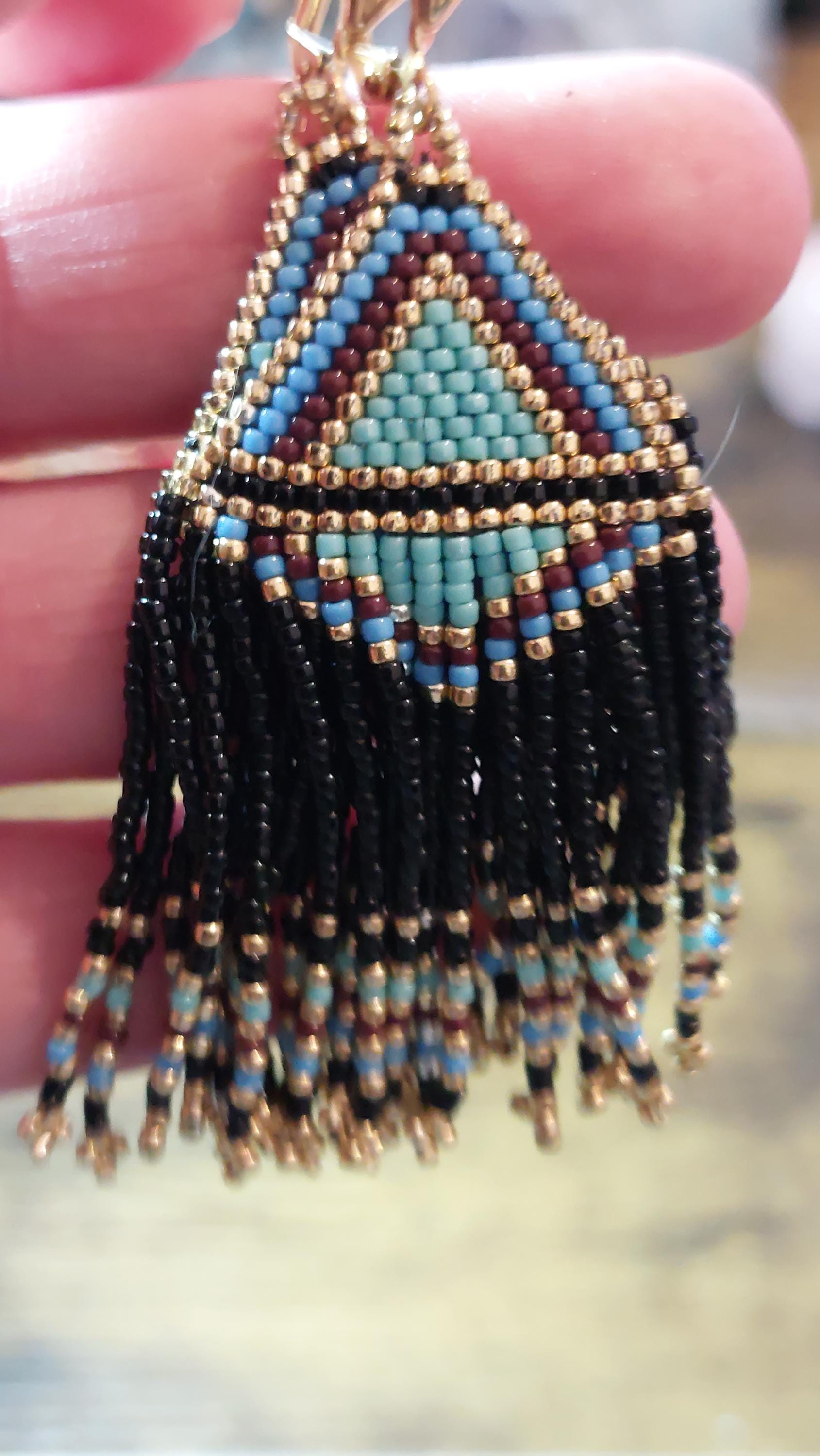 Handmade Long Earrings made with Japanese Seed Beads