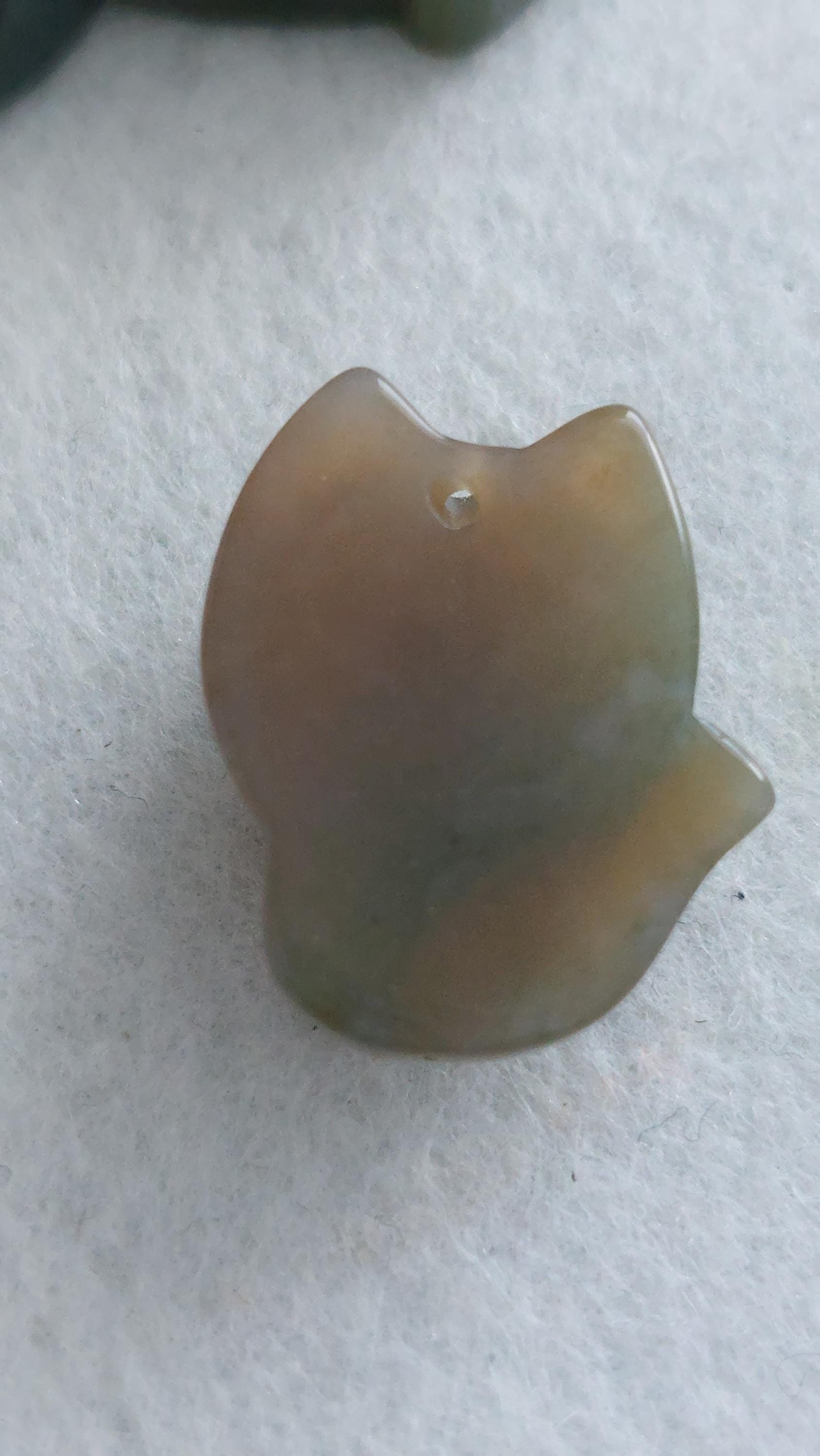 Natural Agate Carved Fox Pendant 35mm