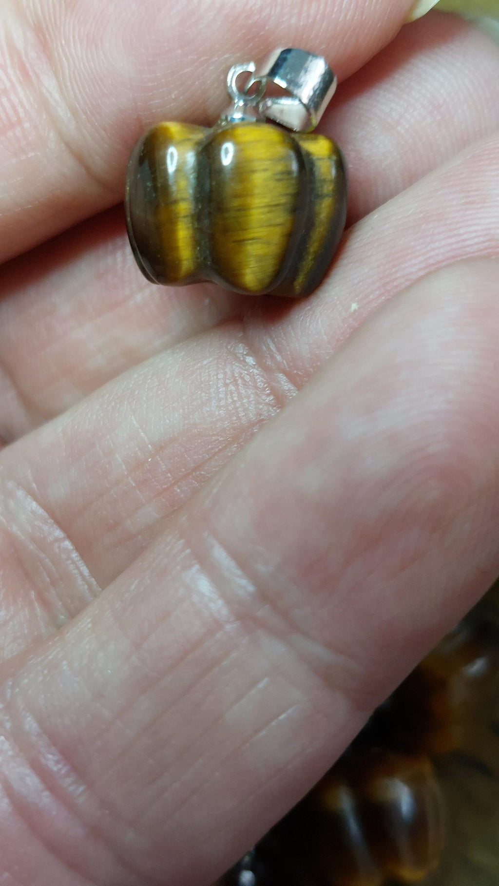 Natural Tiger Eye Pumpkin Charms 13mm