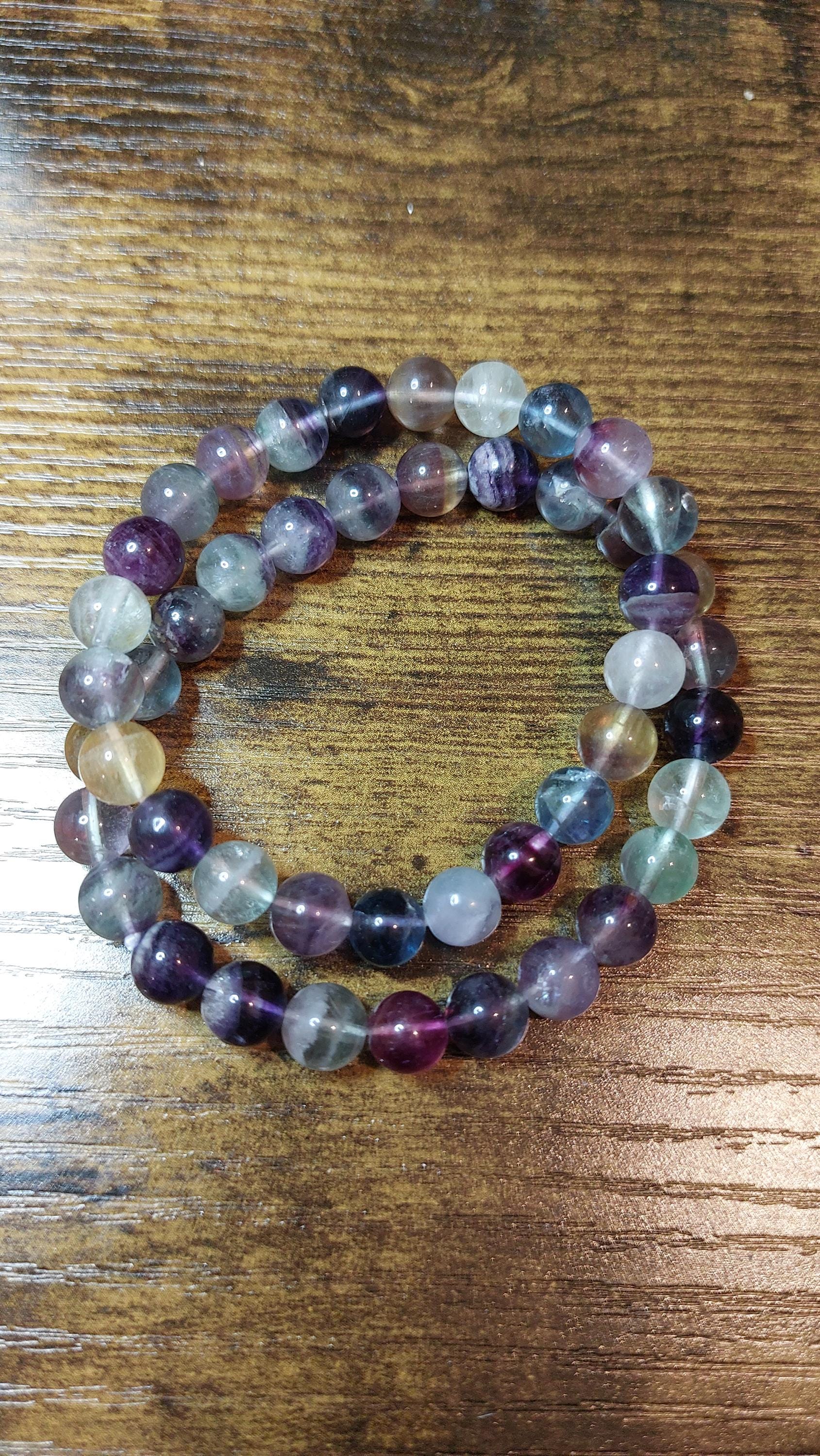 Multicolor Fluorite Bead Bracelet (8mm or 12mm)