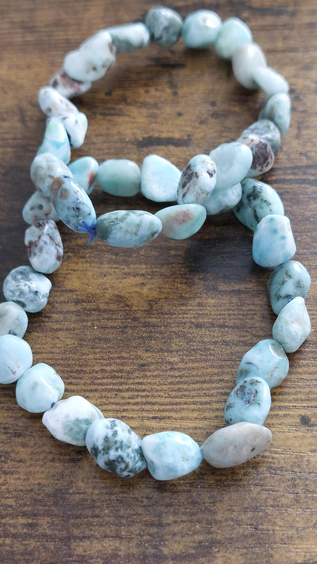 Larimar Beaded Bracelet: Oval Tumbled Gemstone