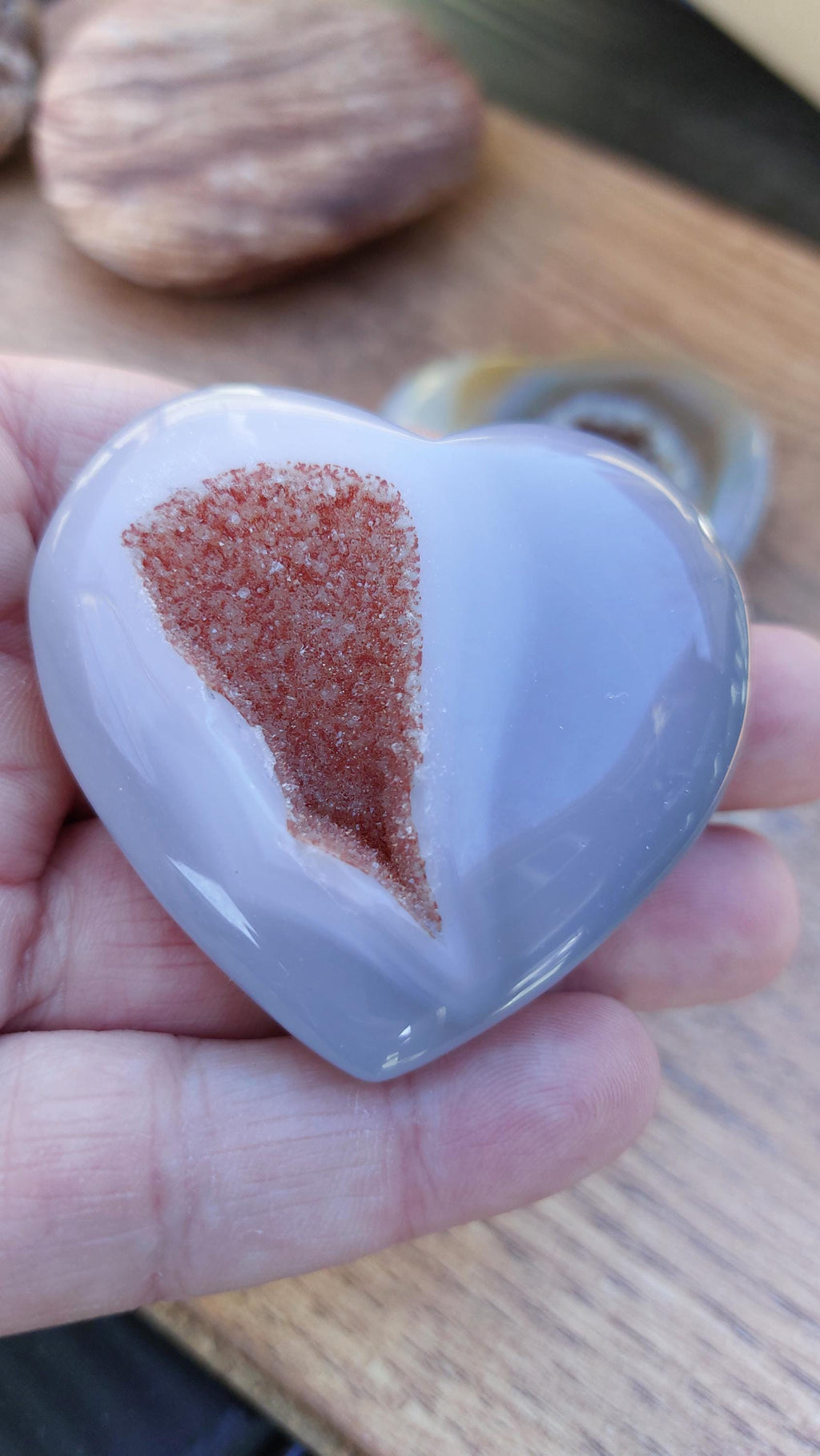 natural grey agate hearts with druzy