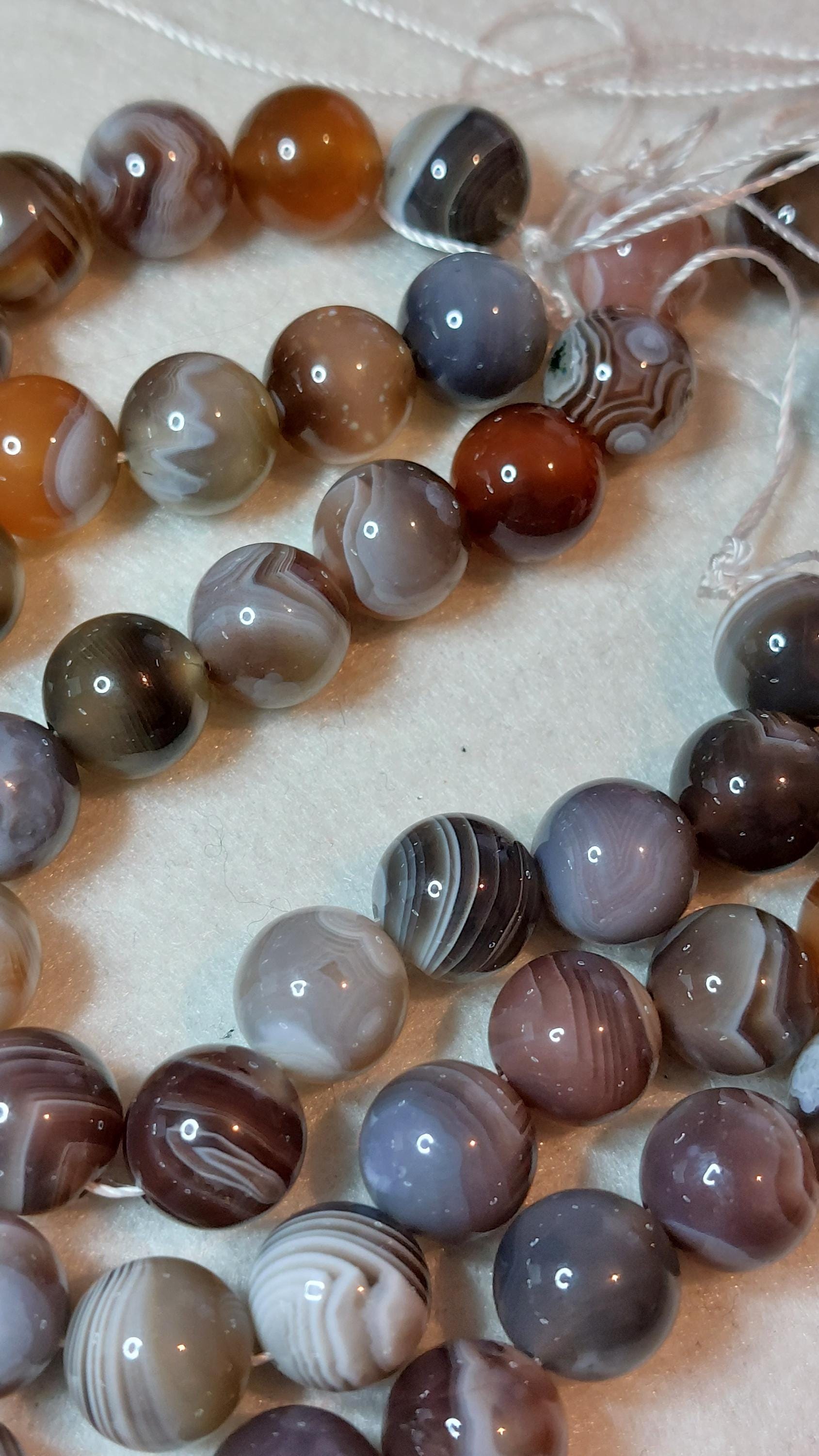 10mm natural Botswana agate, 7 inch strand