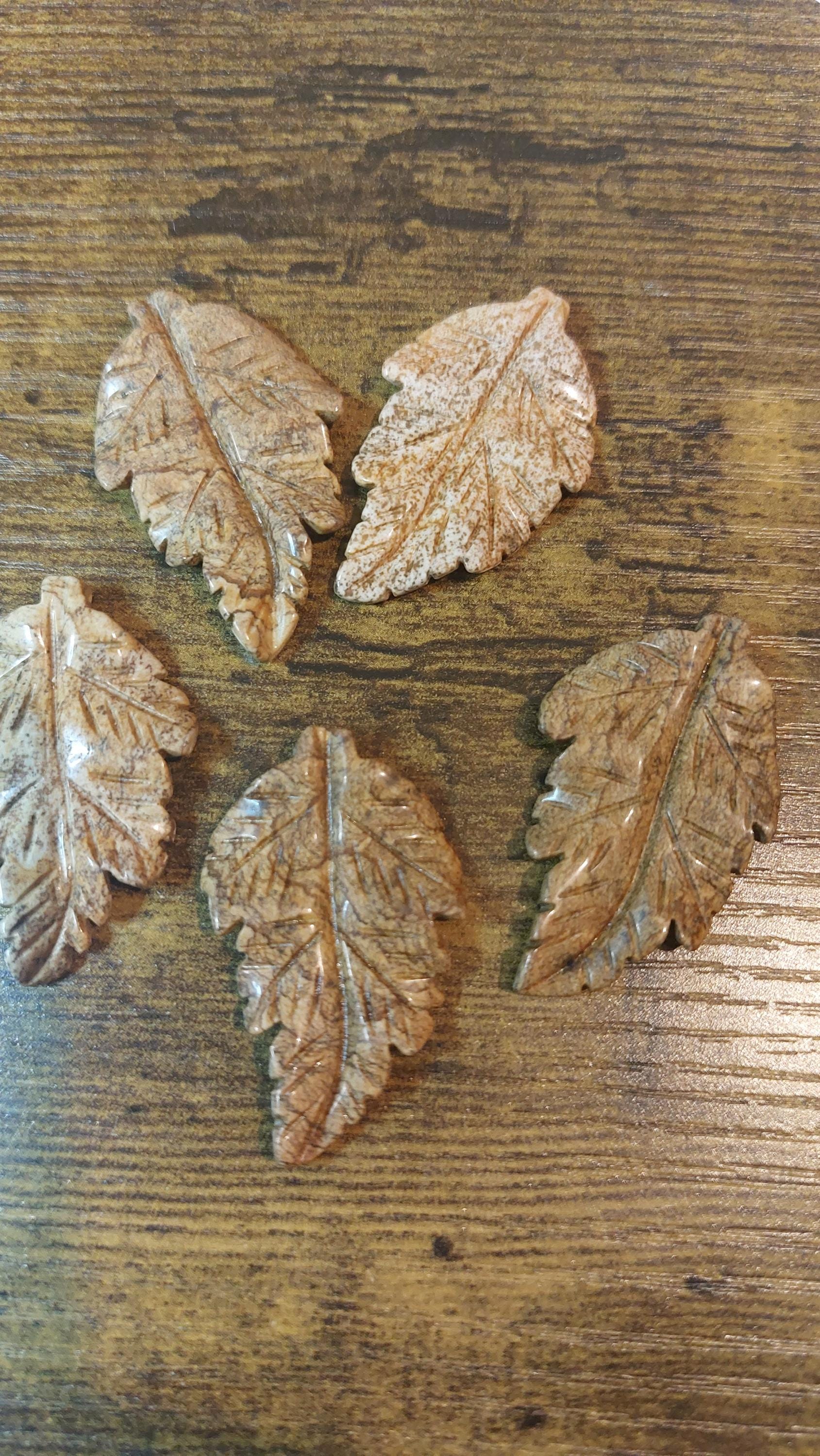 Natural Picture Jasper Leaf Pendant 41mm
