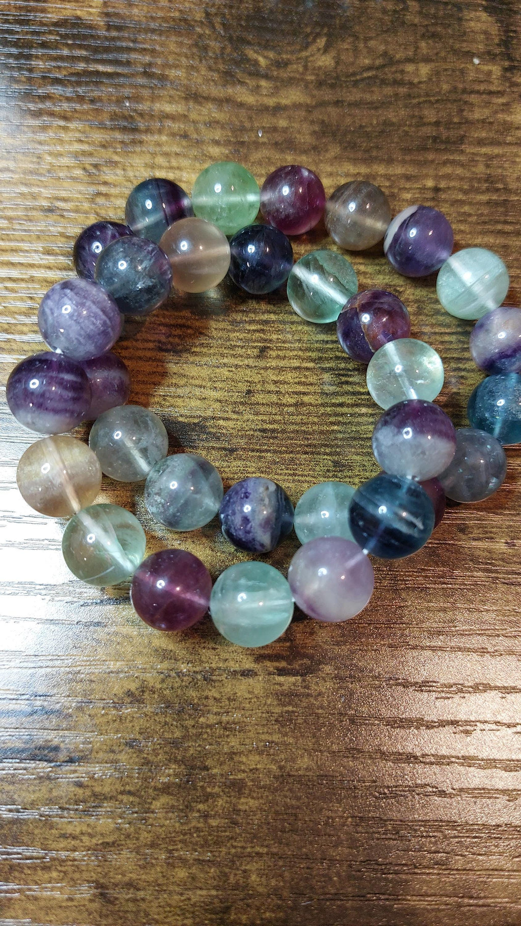 Multicolor Fluorite Bead Bracelet (8mm or 12mm)