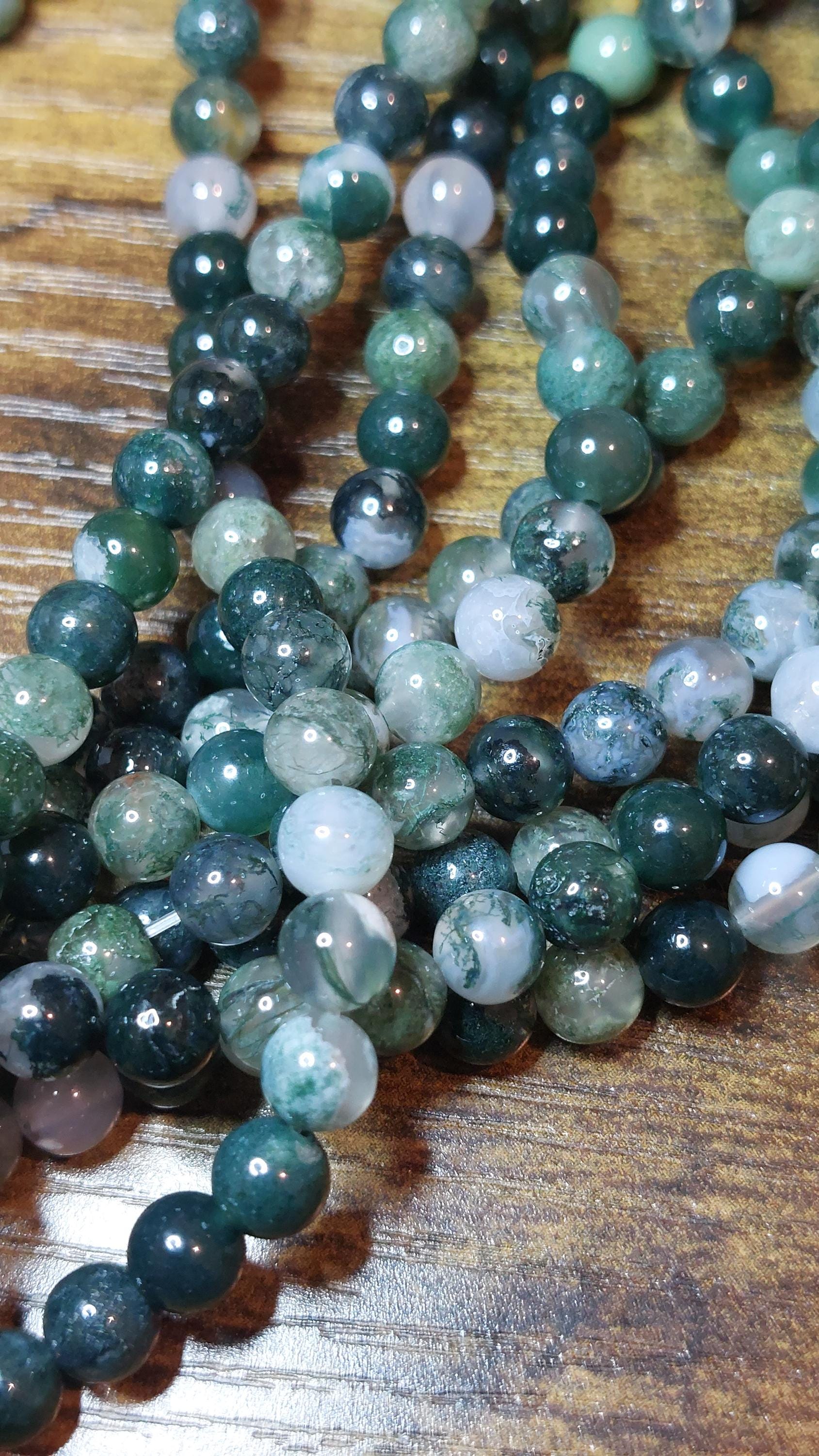 Natural Moss Agate Beads 6mm