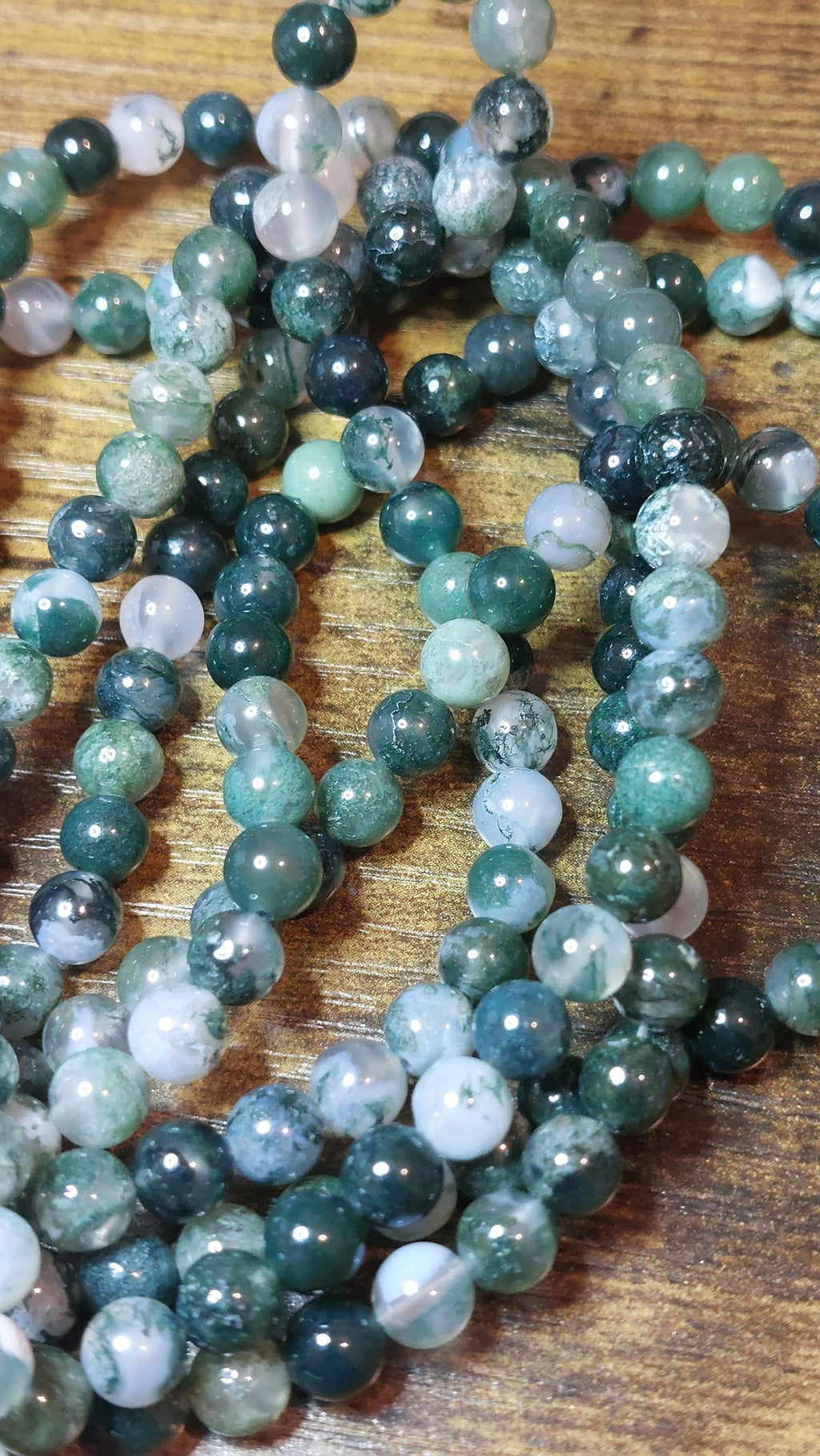 Natural Moss Agate Beads 6mm