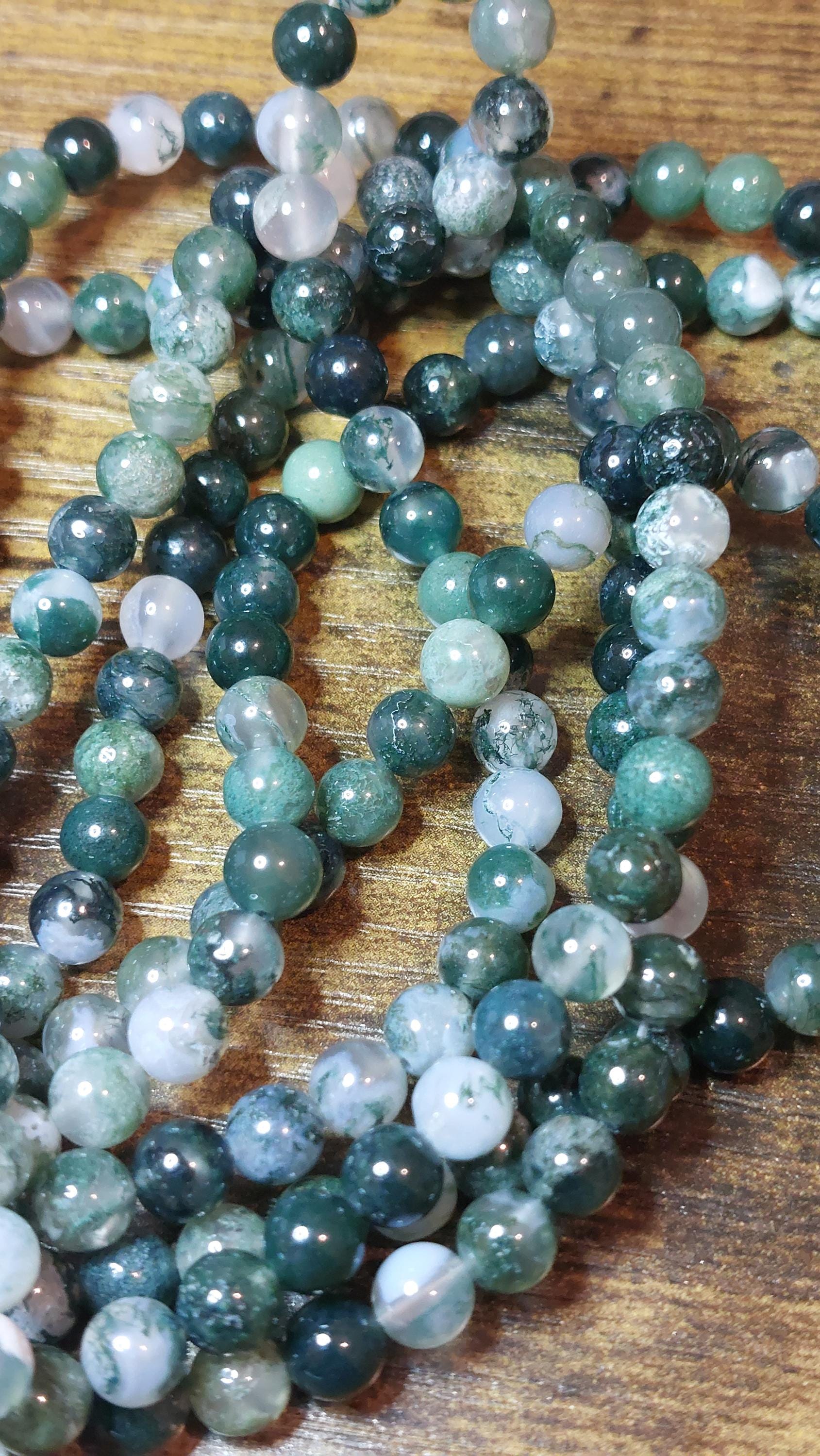 Natural Moss Agate Beads 6mm