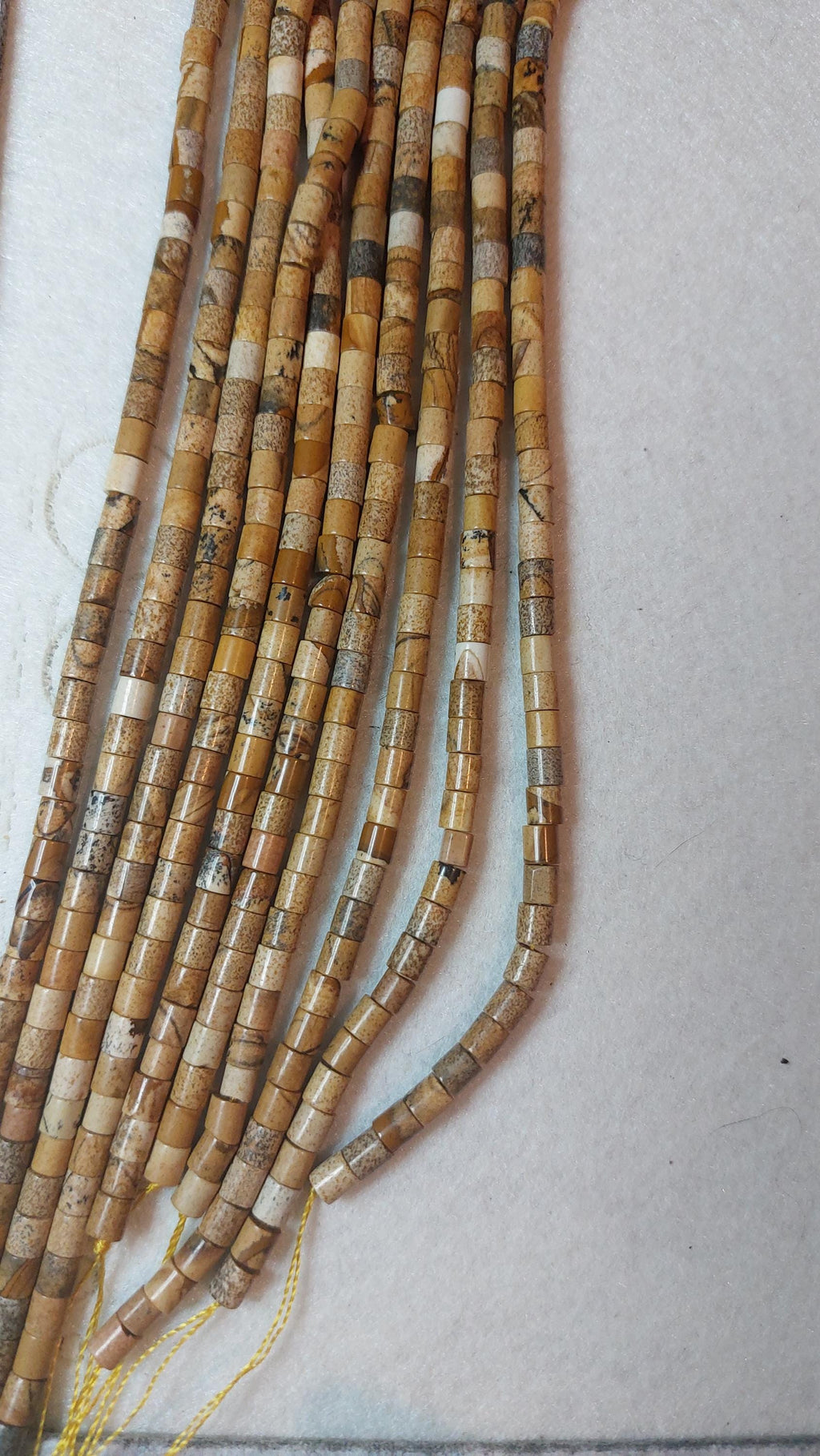 Natural Picture jasper 4mm tube beads, strand of 15"