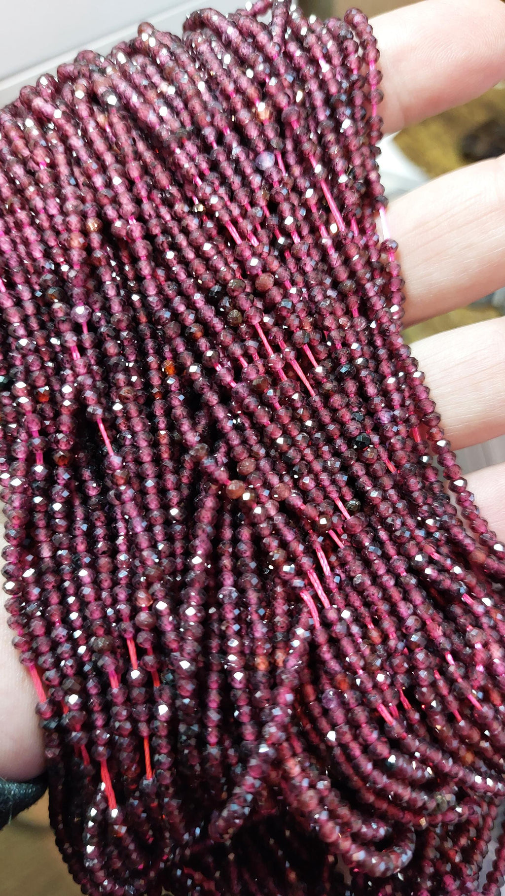 Natural Garnet Rondelle Beads 3x2mm