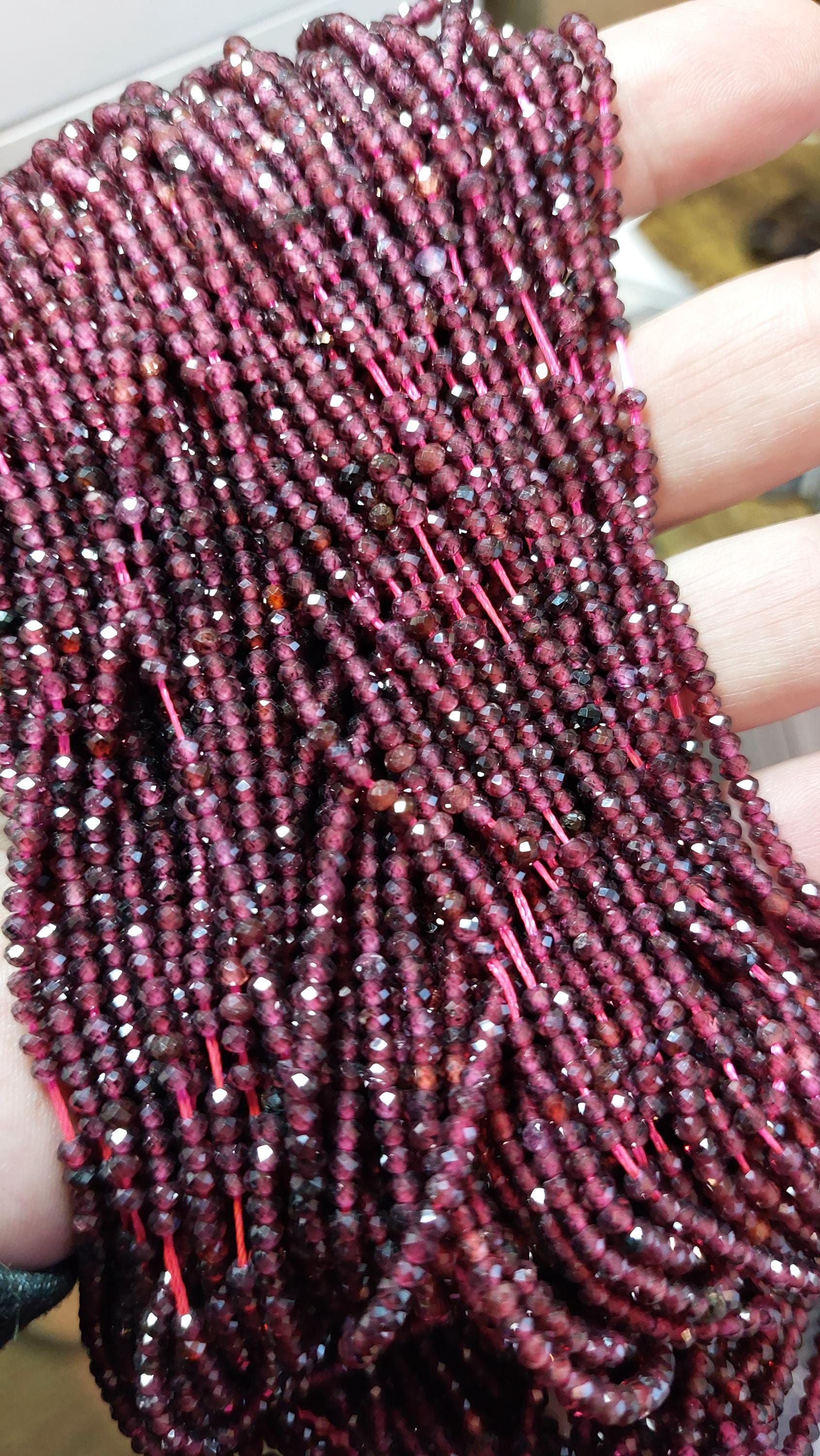 Natural Garnet Rondelle Beads 3x2mm