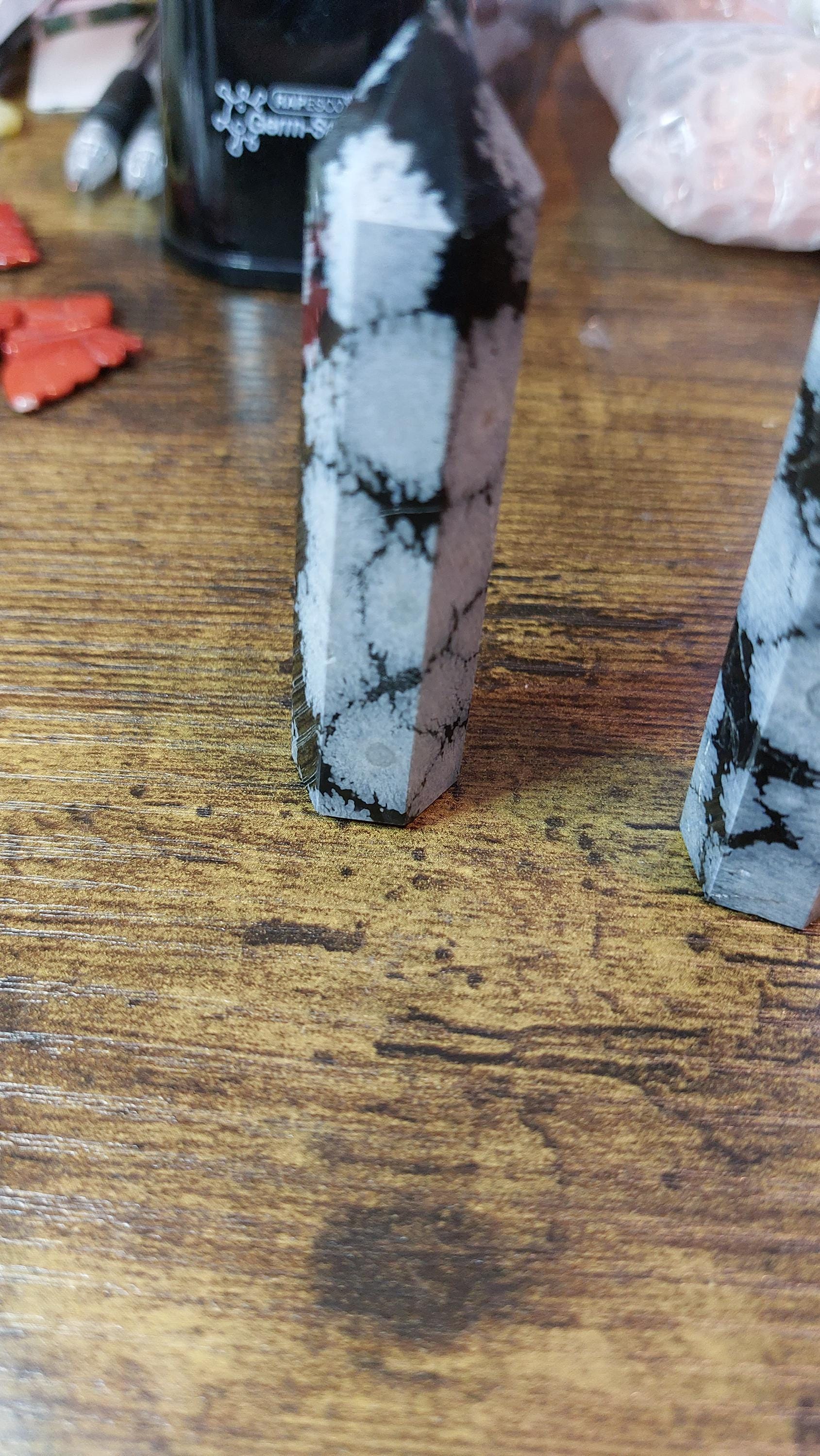 Natural Snowflake Obsidian tower