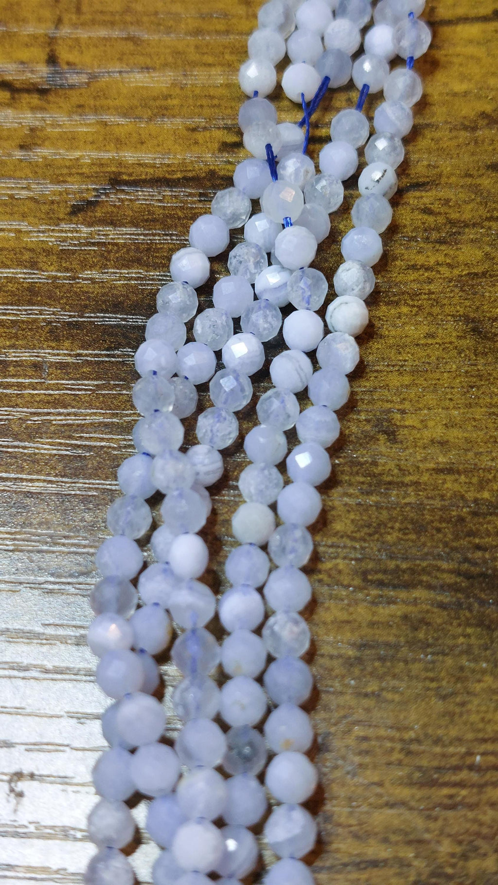 Natural Blue Lace Agate Faceted Beads 4mm