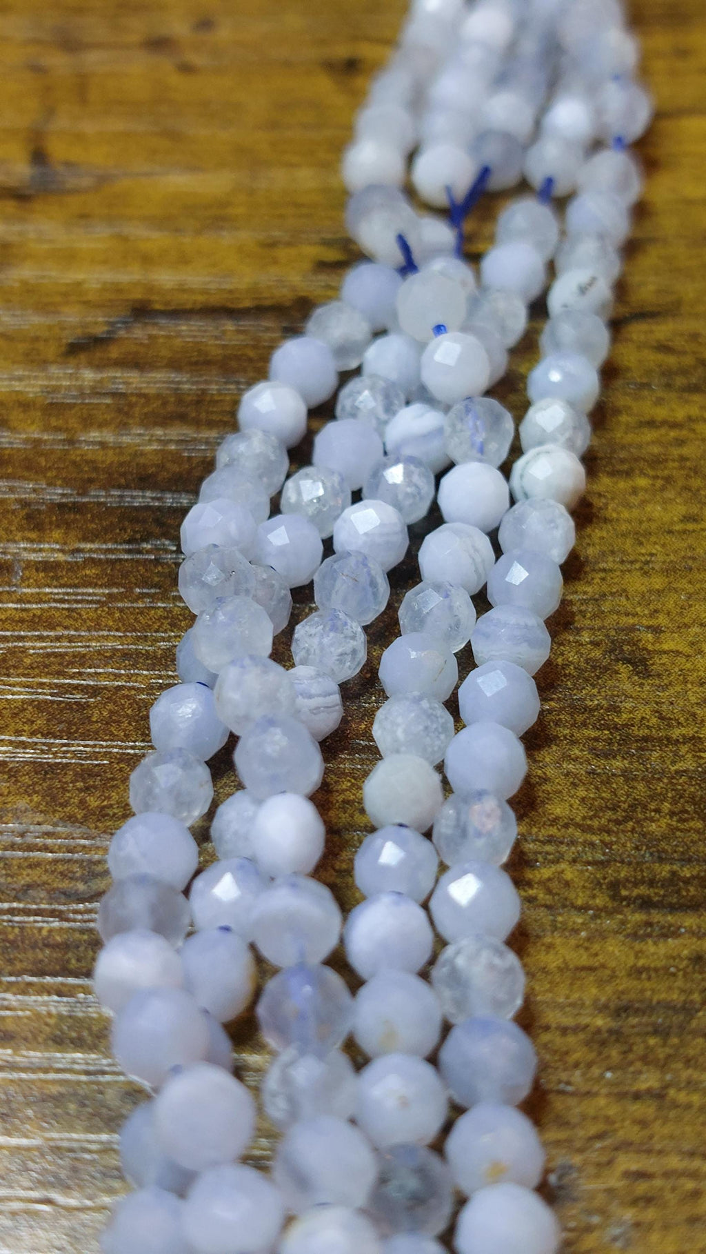 Natural Blue Lace Agate Faceted Beads 4mm