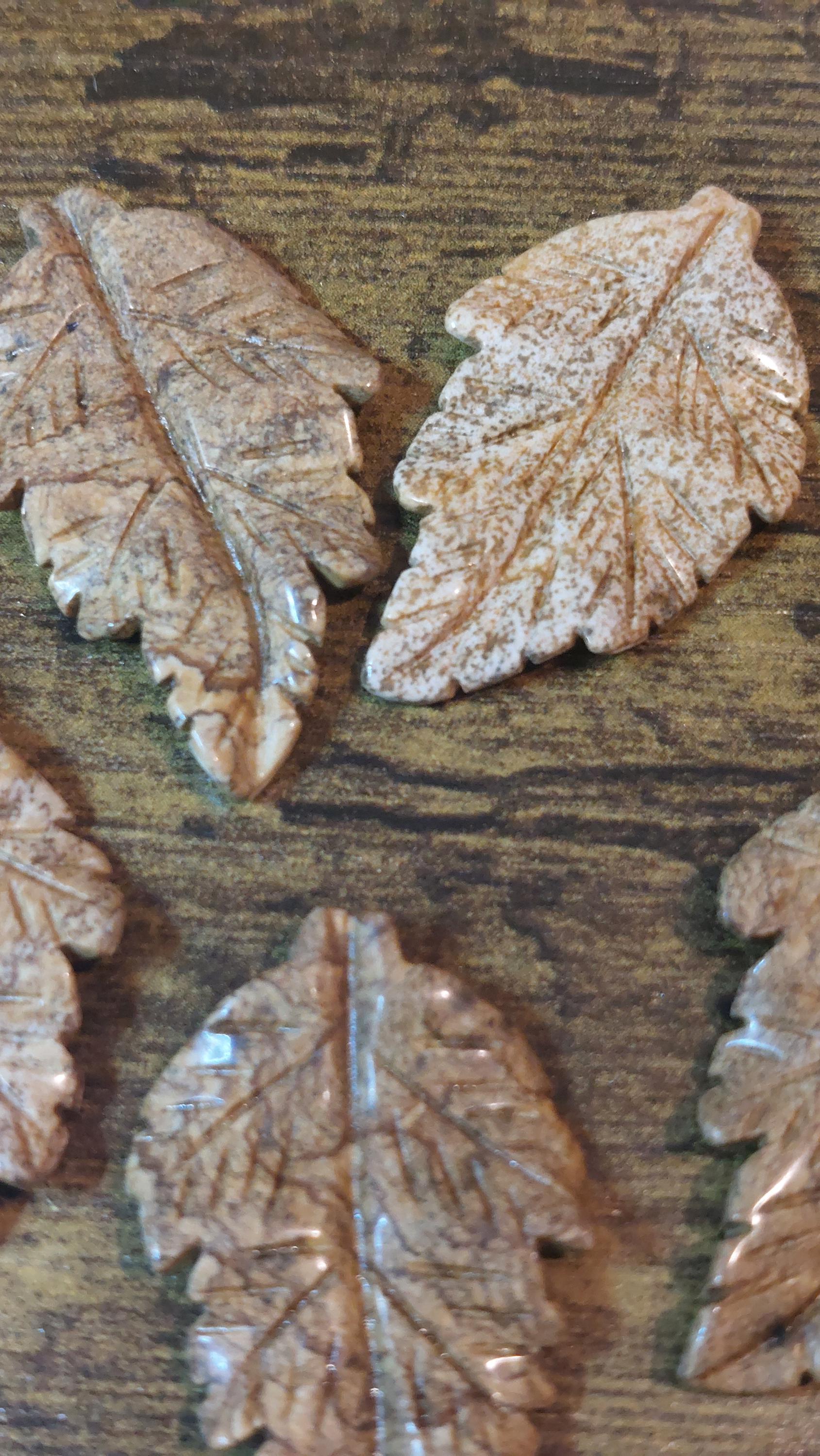Natural Picture Jasper Leaf Pendant 41mm