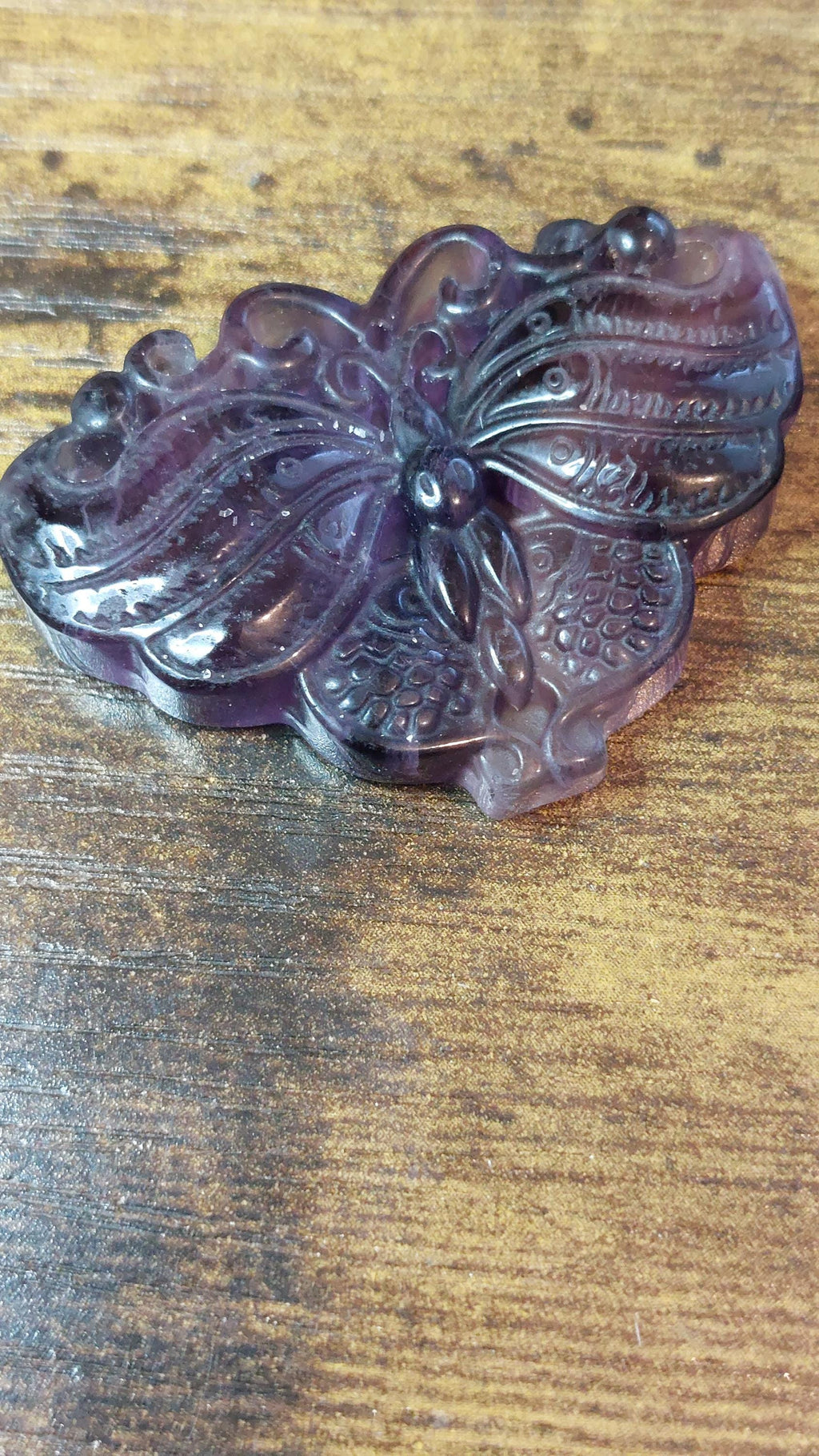 carved natural fluorite pendant butterfly