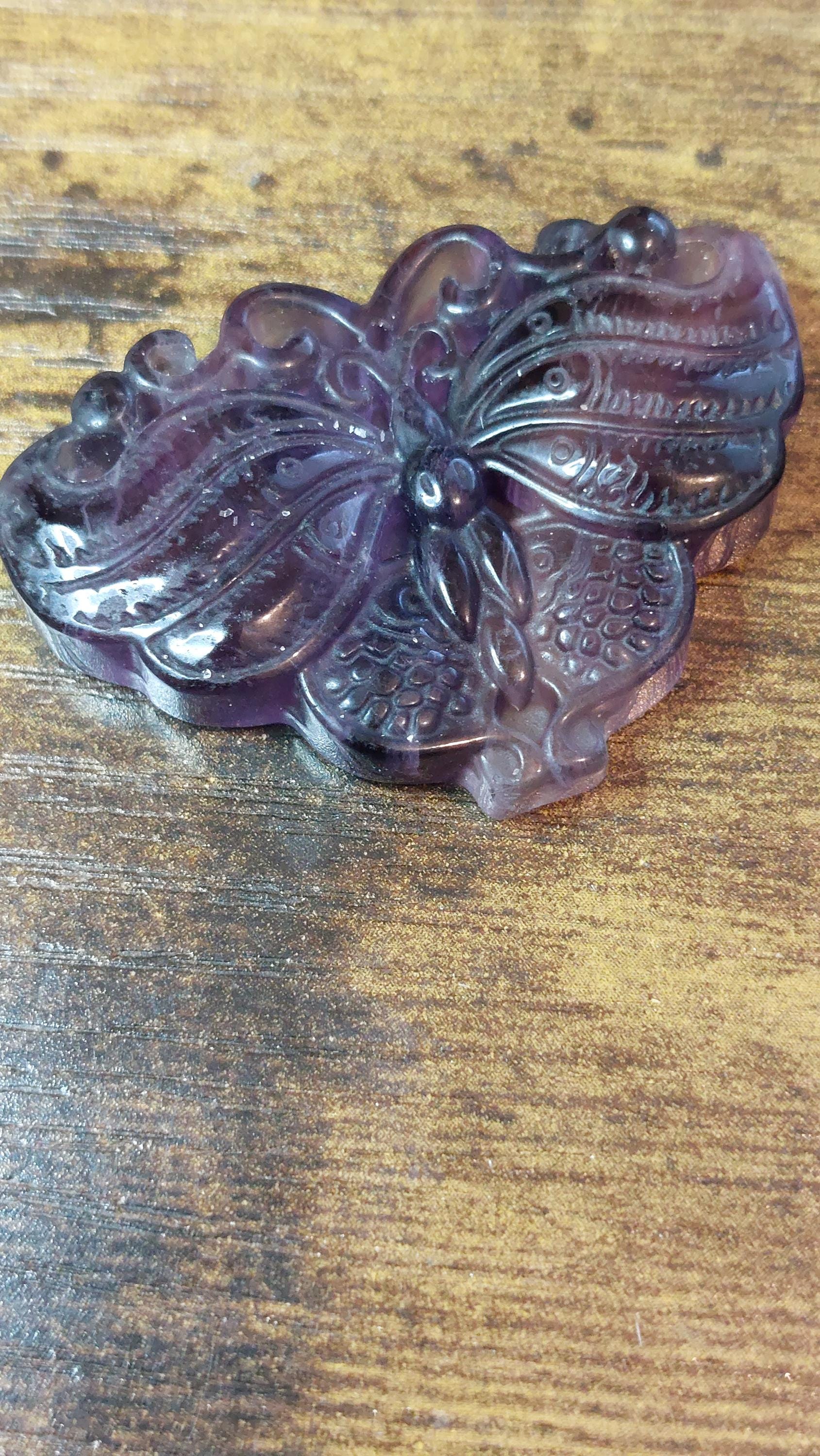carved natural fluorite pendant butterfly
