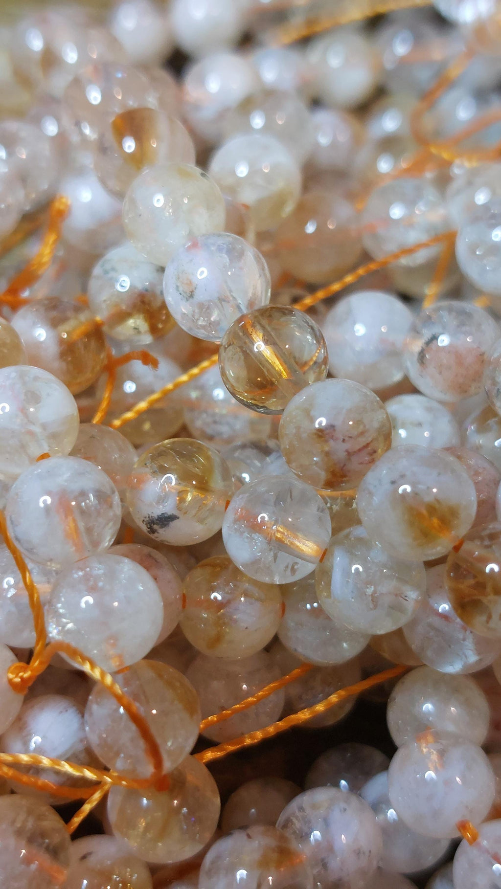 Natural Citrine on White Quartz Matrix Beads 6mm