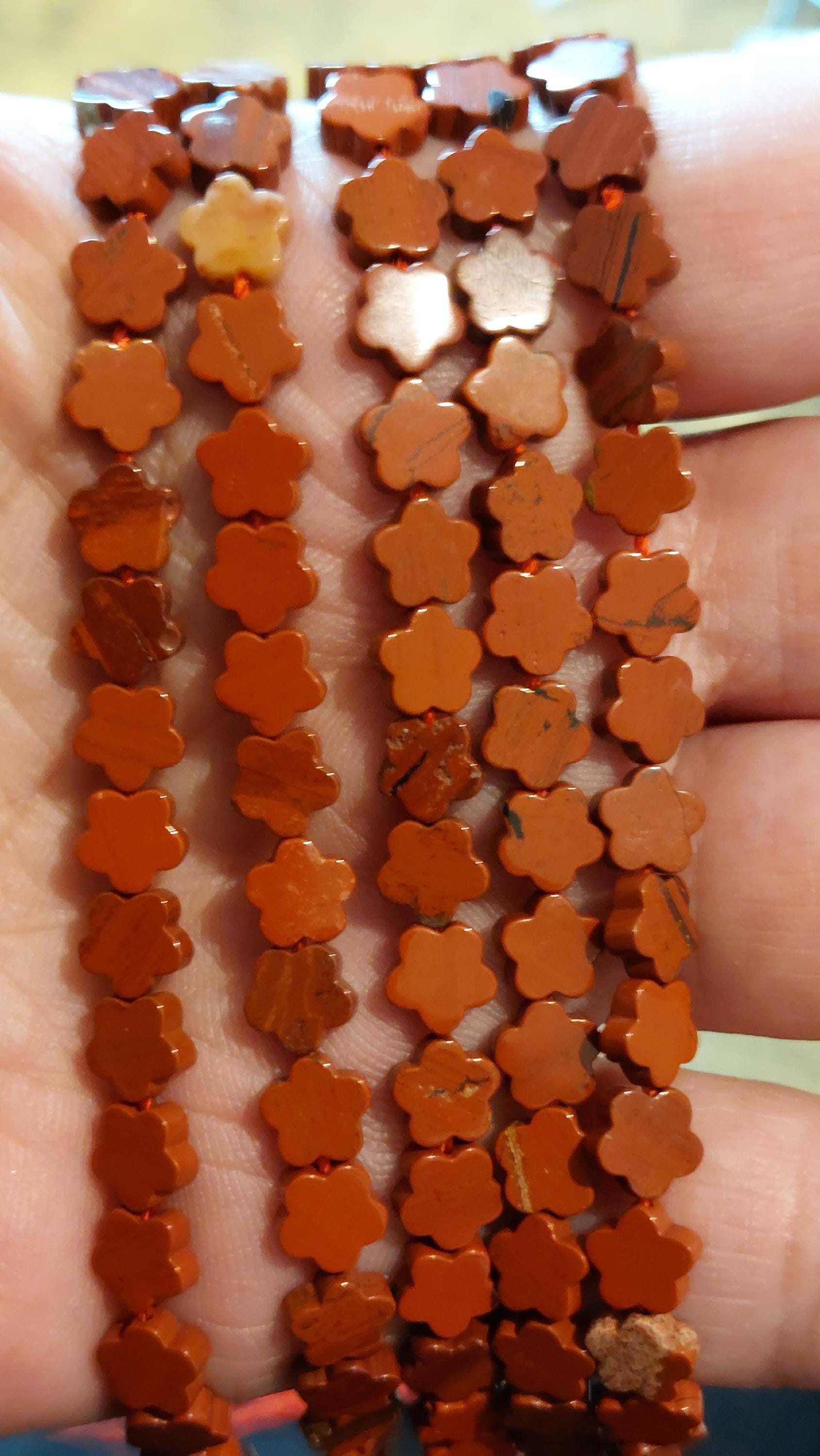 Natural Red Jasper Flower Beads 6mm