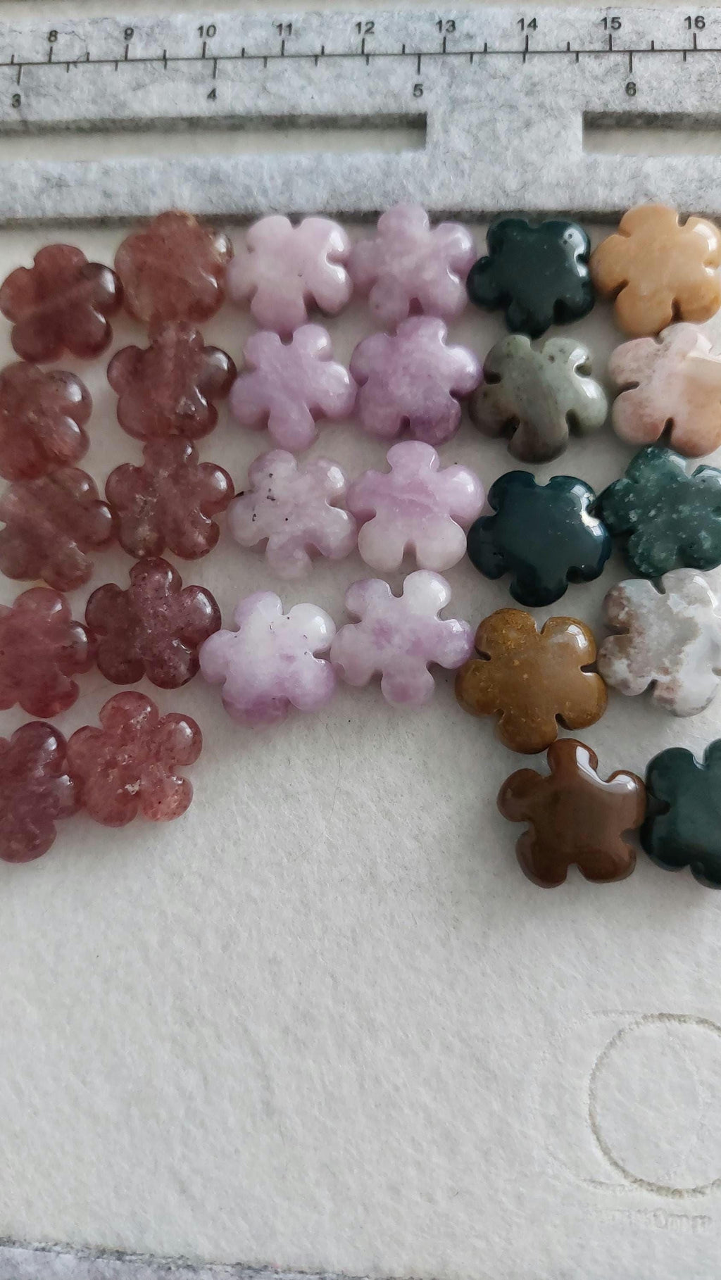Natural Gemstone Flower Beads 14mm