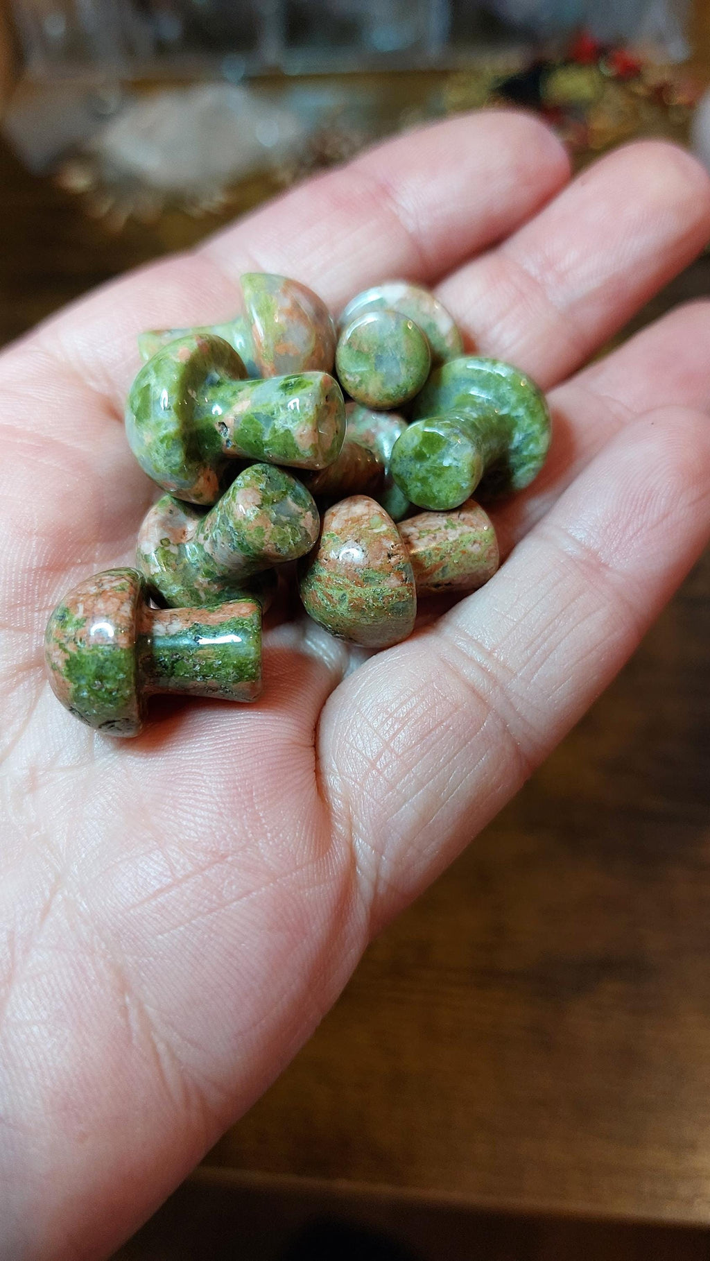 Natural Unakite Mushroom Carving 20mm