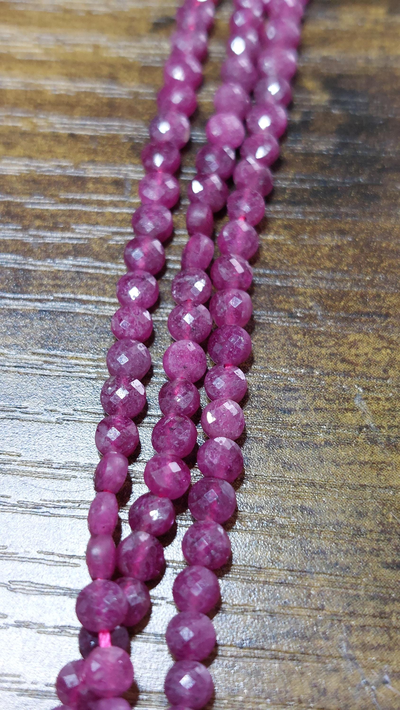 Natural Ruby / Red Corundum Faceted Beads 4x2.5mm